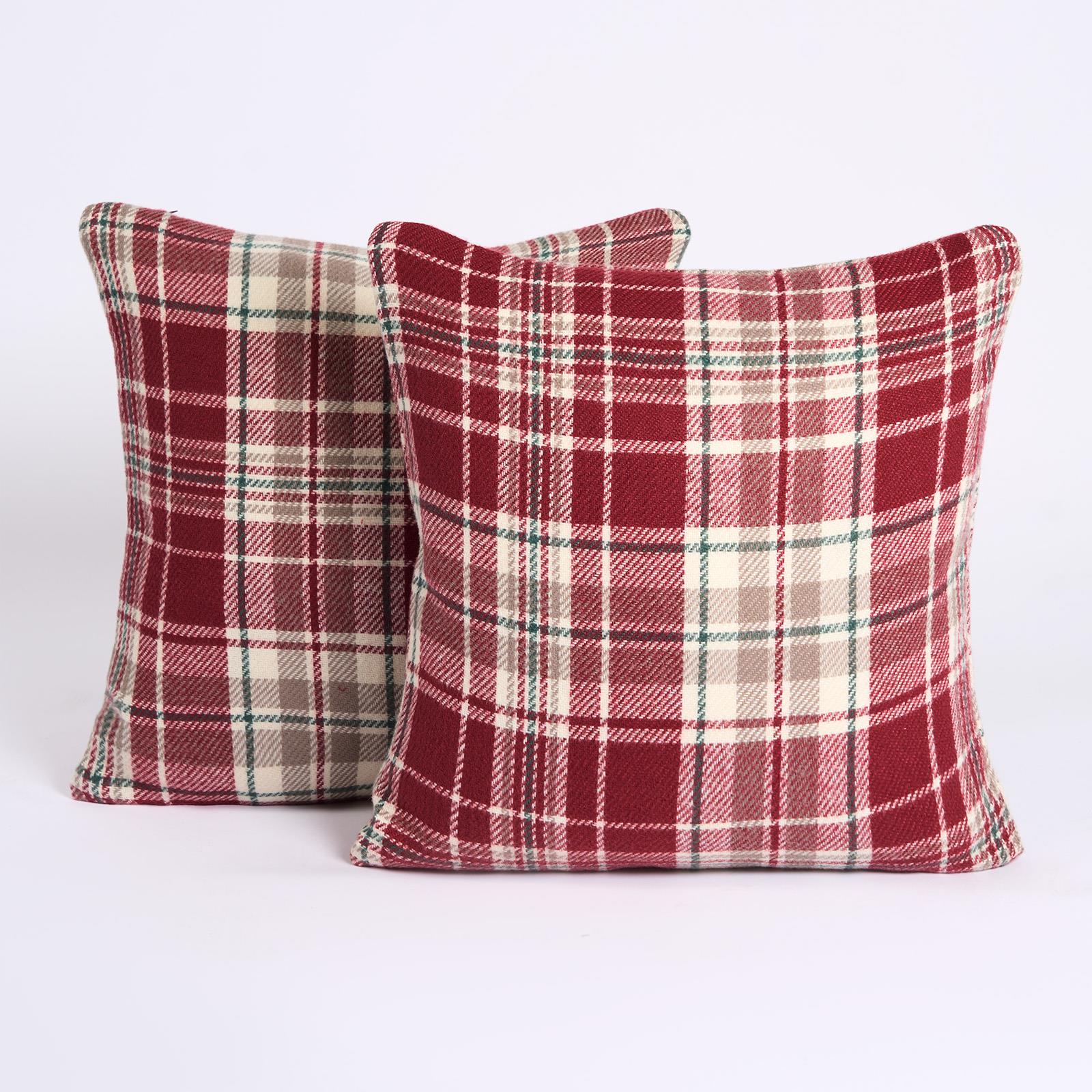 Woven Check Cushion Covers Tartan Pack of 2/4 Filled Case Pad Set 18