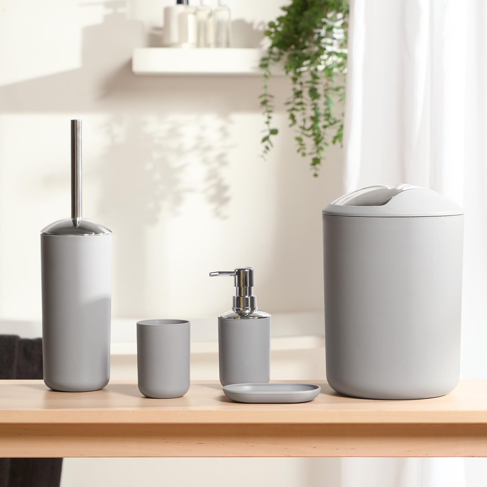 5PC Bathroom Accessories Set Soap Dispenser Holder Tumbler Toothbrush Bin - Picture 12 of 20