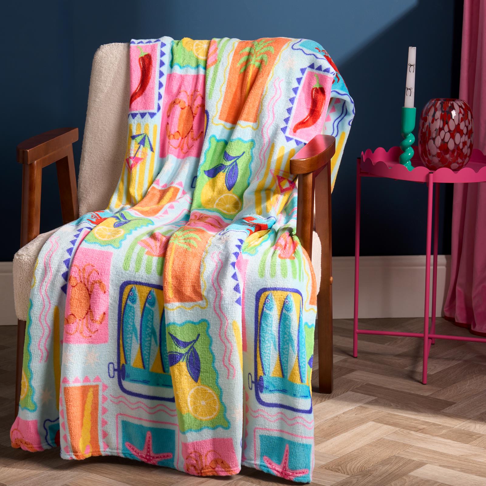 OHS Postcard Print Throw Ultra Soft Blanket Flannel Fleece Lightweight Bedspread