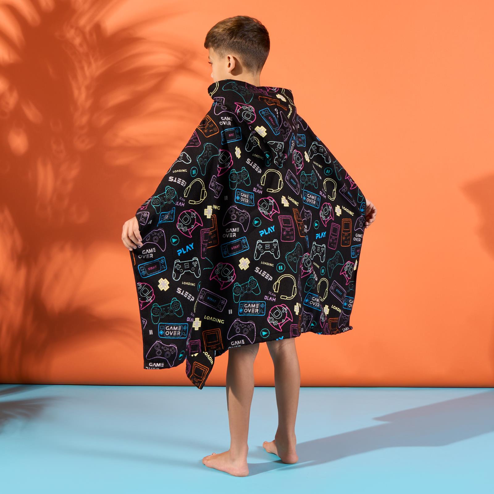 Kids Poncho Beach Towel Hooded Quick Dry Microfibre Holiday Swimming Absorbent - Picture 38 of 139
