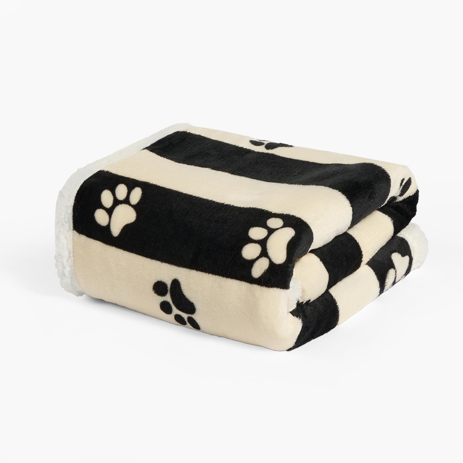 OHS Paw Pet Blanket Reversible Sherpa Fleece Dog Cats Thermal Calming Throw