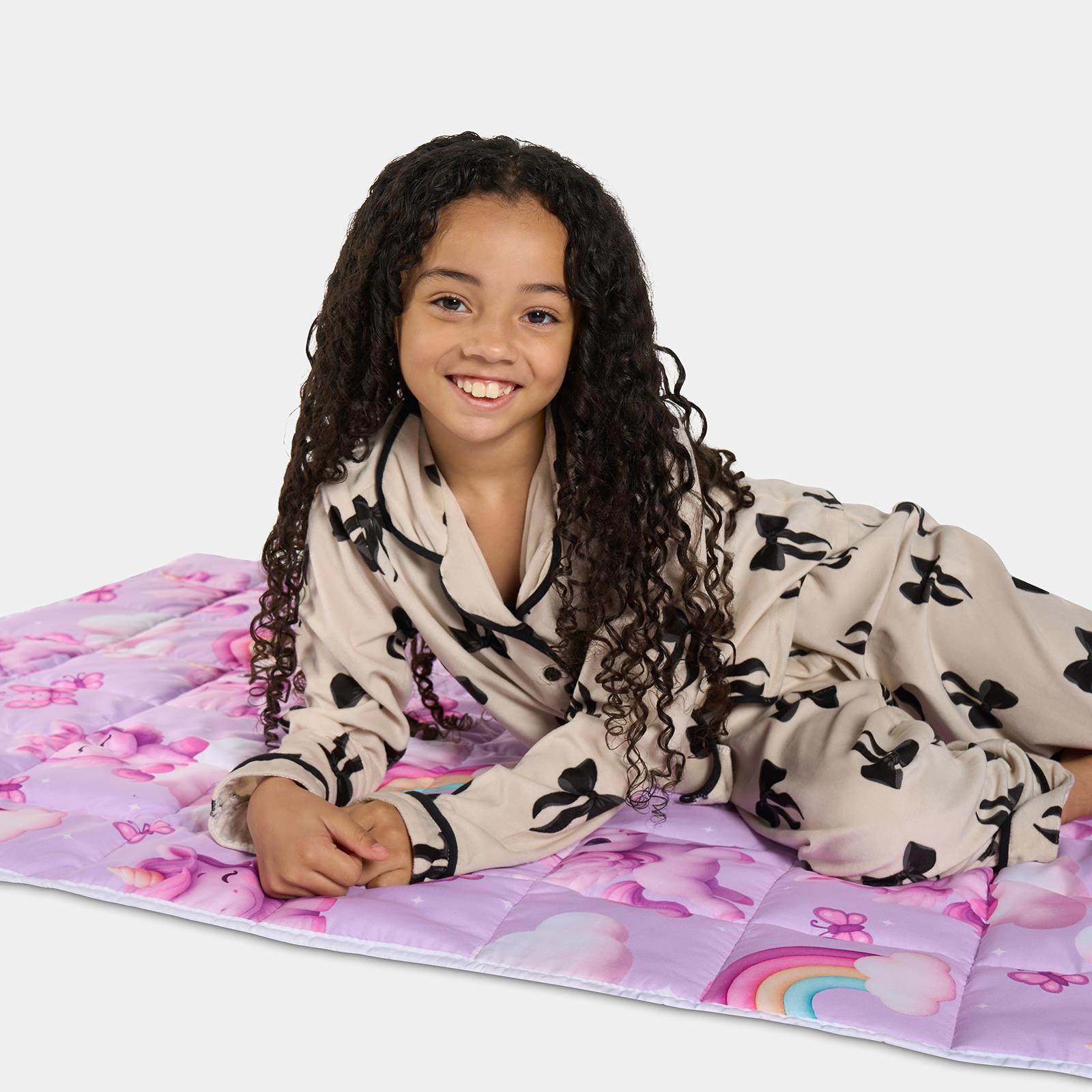 OHS Unicorn Weighted Blanket Kids 3kg Quilted Throw Sensory Sleep Therapy