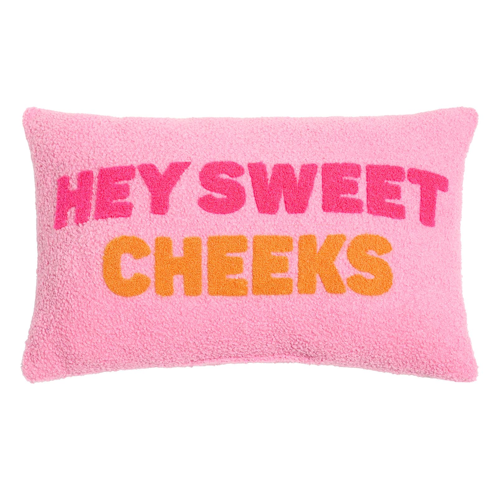 OHS Slogan Scatter Pillow Hey Sweet Cheeks Boucle Filled Cushion Back Support