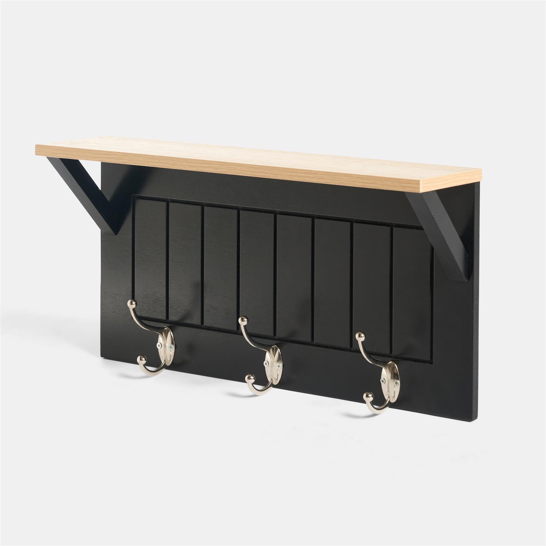 OHS Coat Rack Wall Mounted Shelf Engineered Wood Floating Display Unit