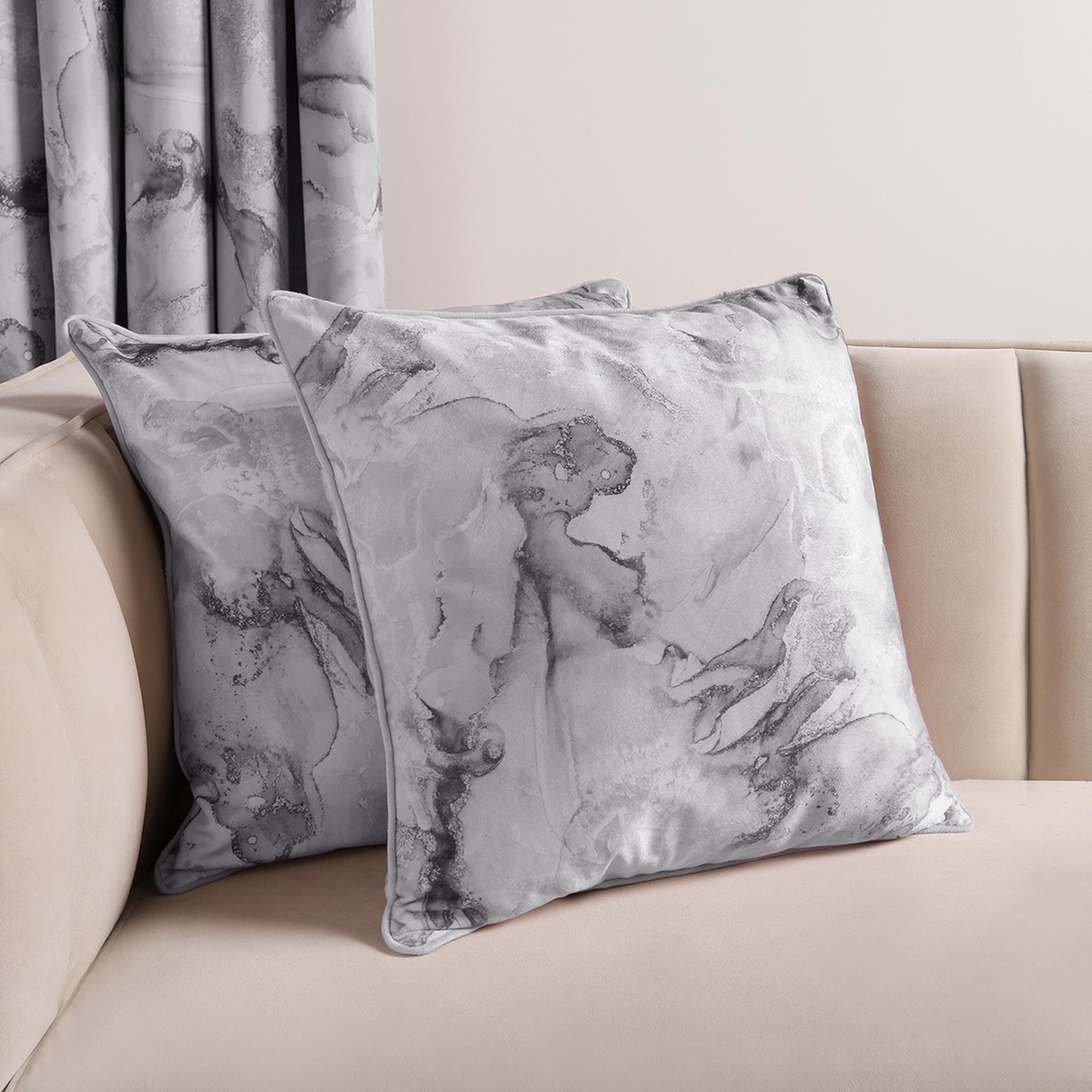 Matte Velvet Cushion Covers Marble Pack of 2/4 Plump Filled Pads Home Decor Set - Picture 34 of 47