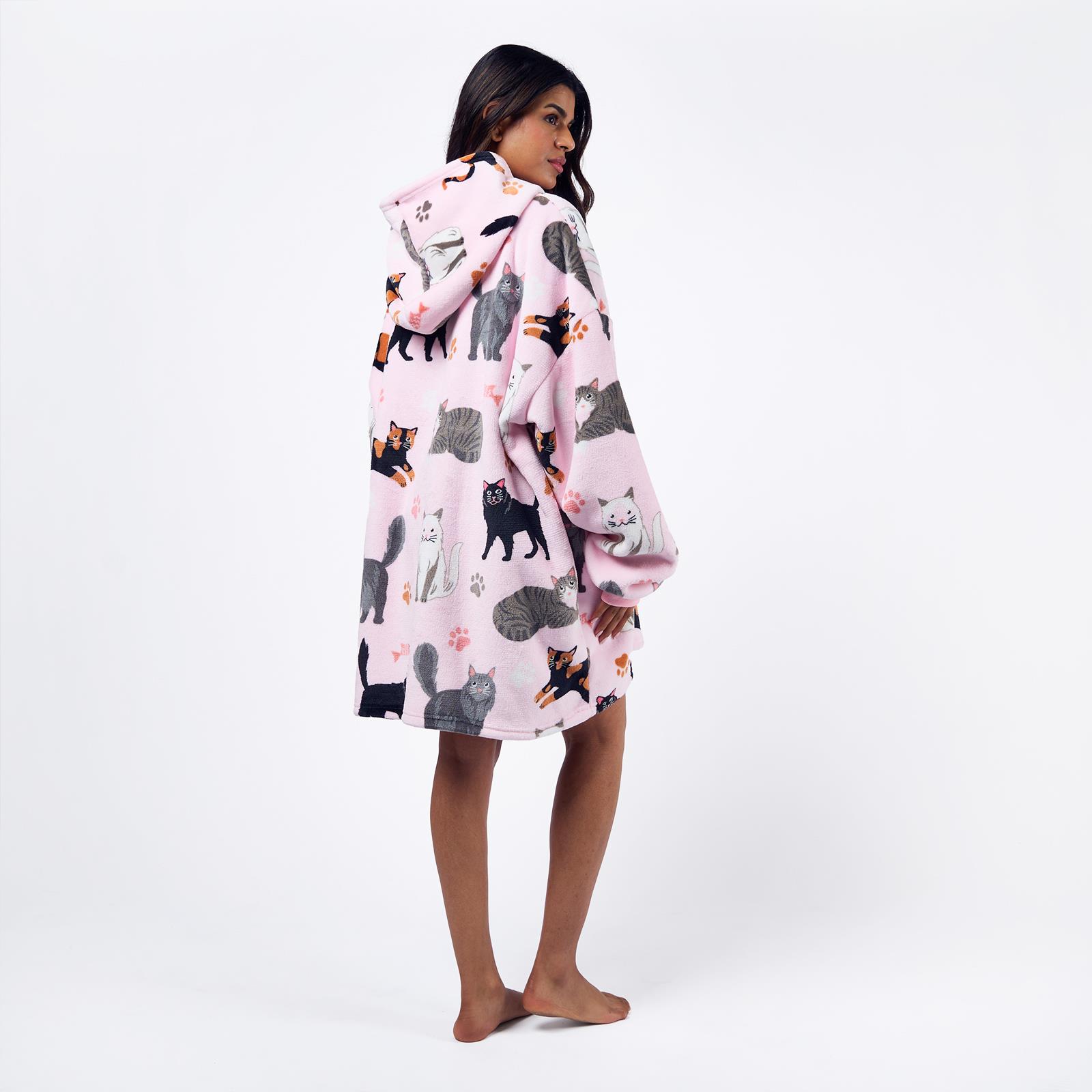 OHS Pet Print Loungewear Set Hoodie Blanket Sherpa Lined Fleece Winter Nightwear