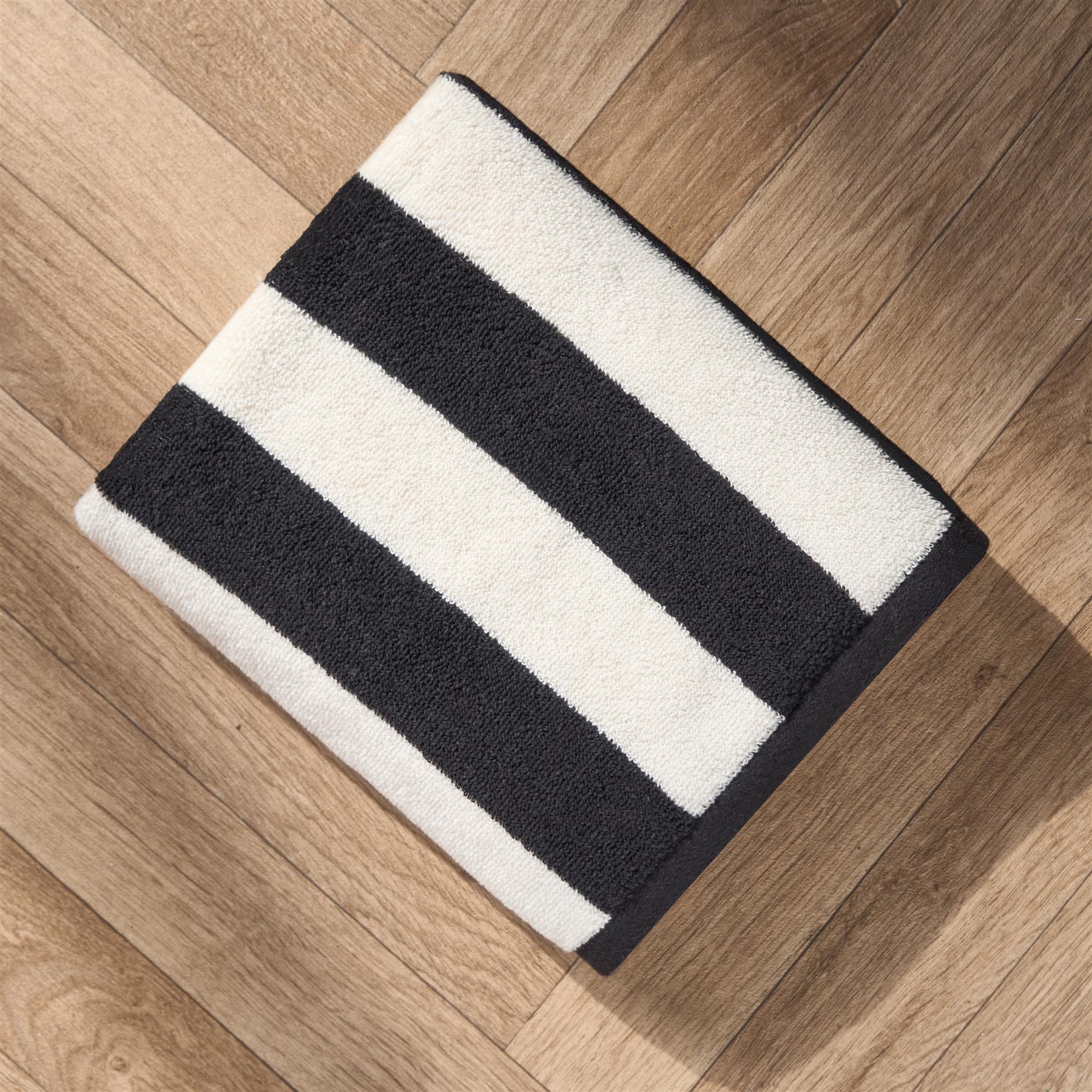 OHS Stripe 100% Cotton Bath Hand Towel Hotel Luxury Shower Soft Absorbent