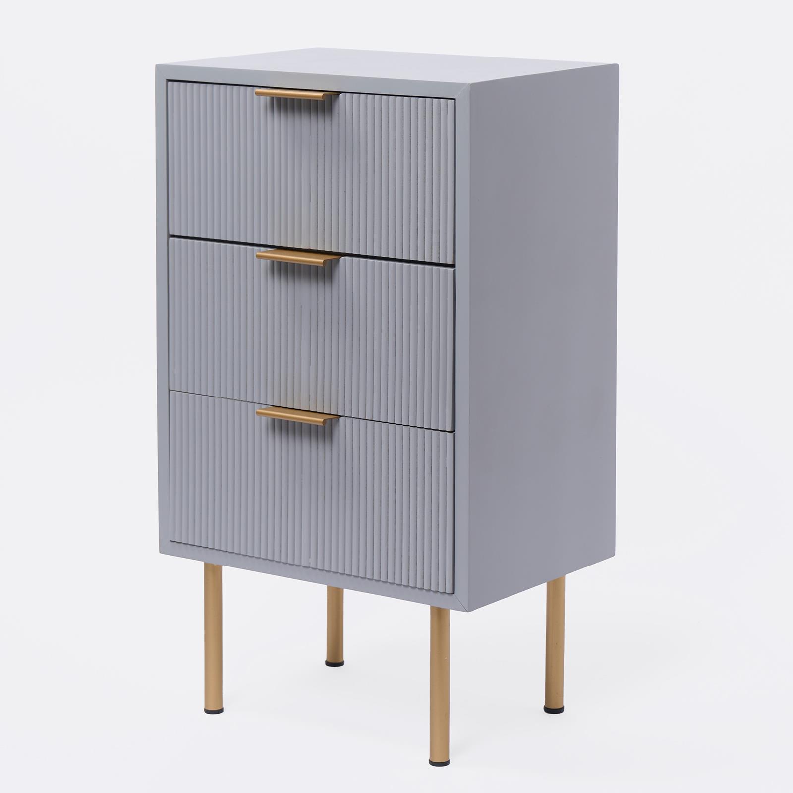 Ribbed Bedside Table Modern Bedroom 3/4 Draw Office Nightstand Living Room Unit - Picture 22 of 71