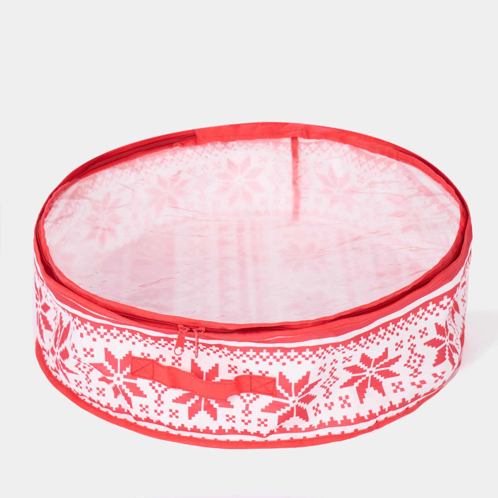 OHS Wreath Storage Bag Plain Printed Xmas Festive Decoration Holder Organiser