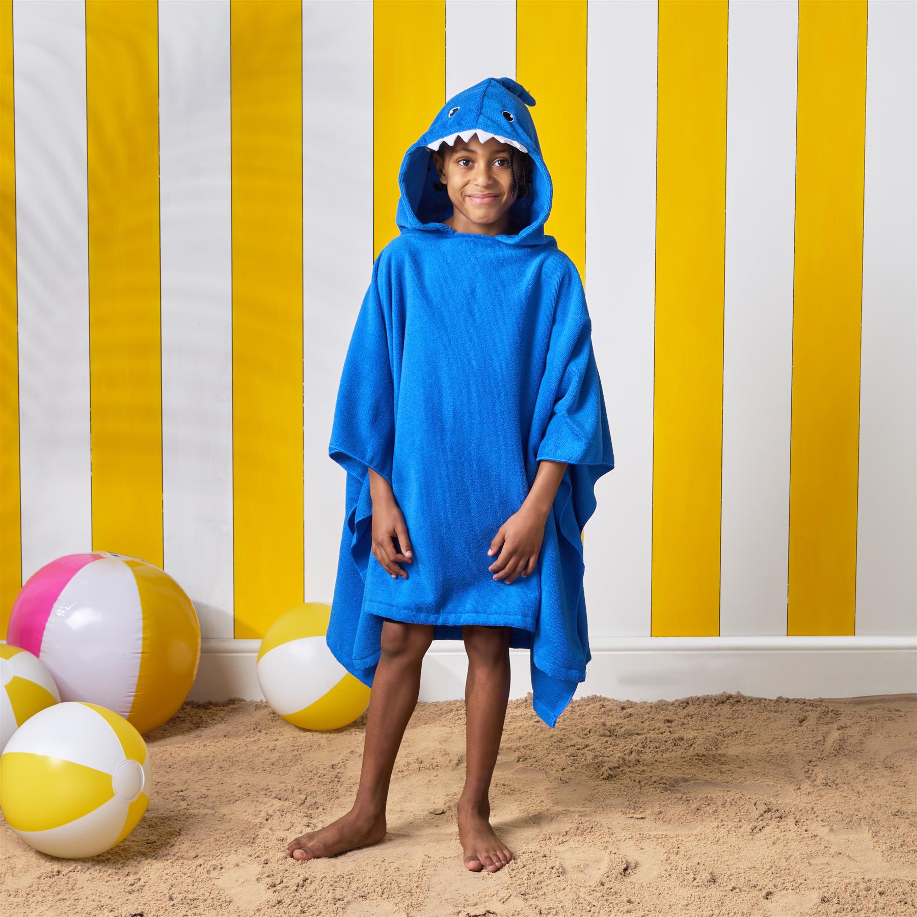 Kids Poncho Beach Towel Hooded Quick Dry Microfibre Holiday Swimming Absorbent - Picture 84 of 139