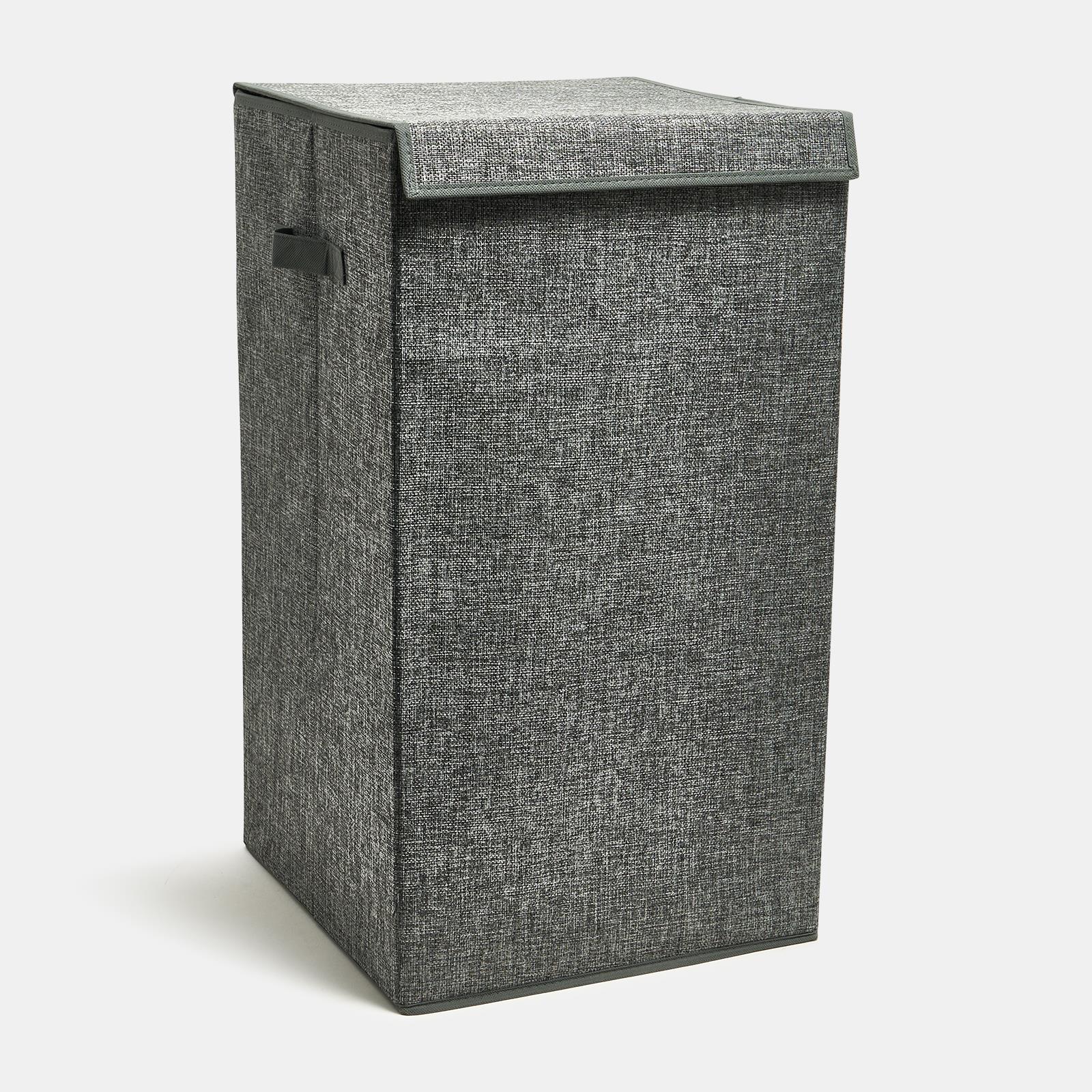 OHS Laundry Basket Faux Linen Folding Hamper Bag Clothes Bin Storage with Lid