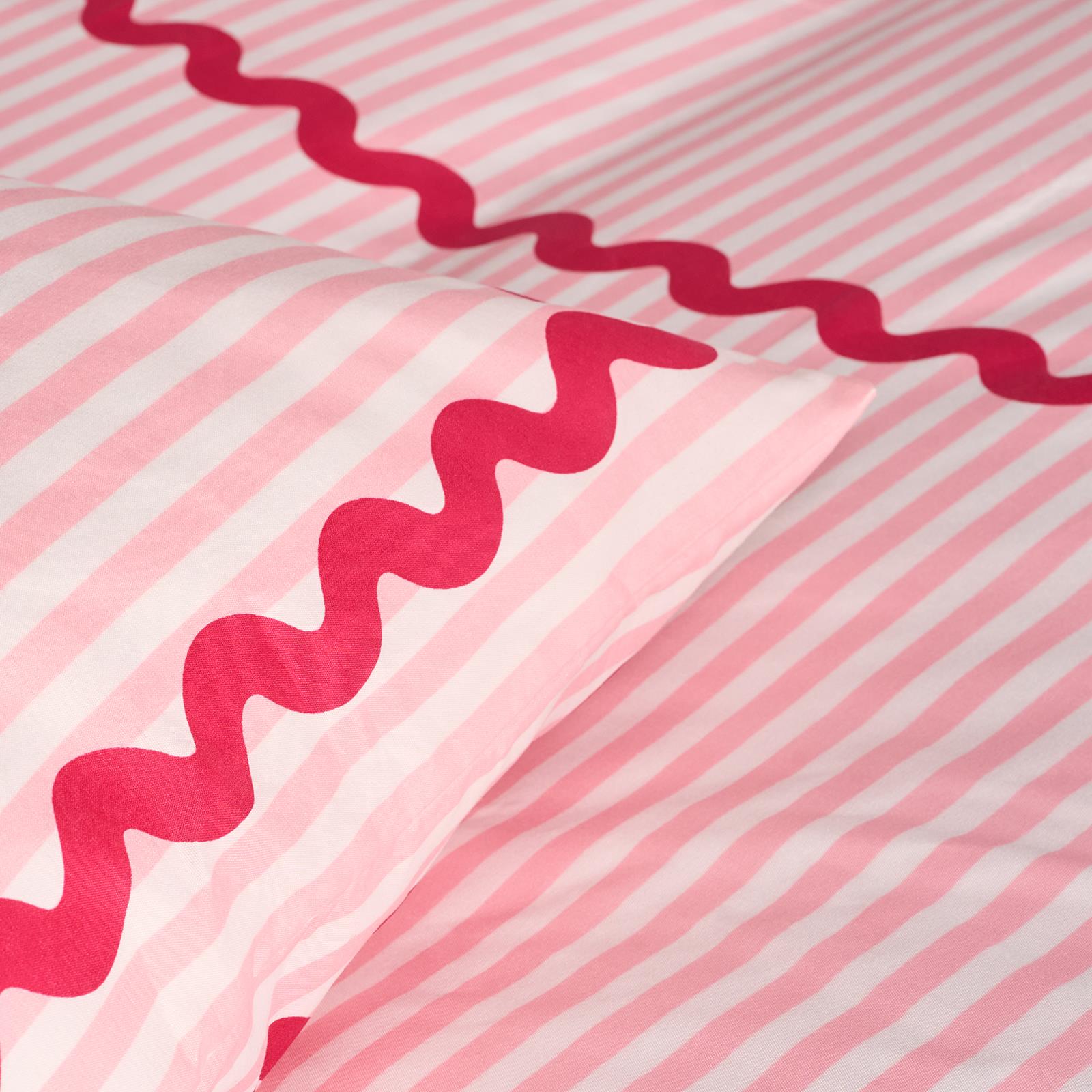 OHS Wave Border Bedding Set Microfibre Print Duvet Cover with Pillowcase