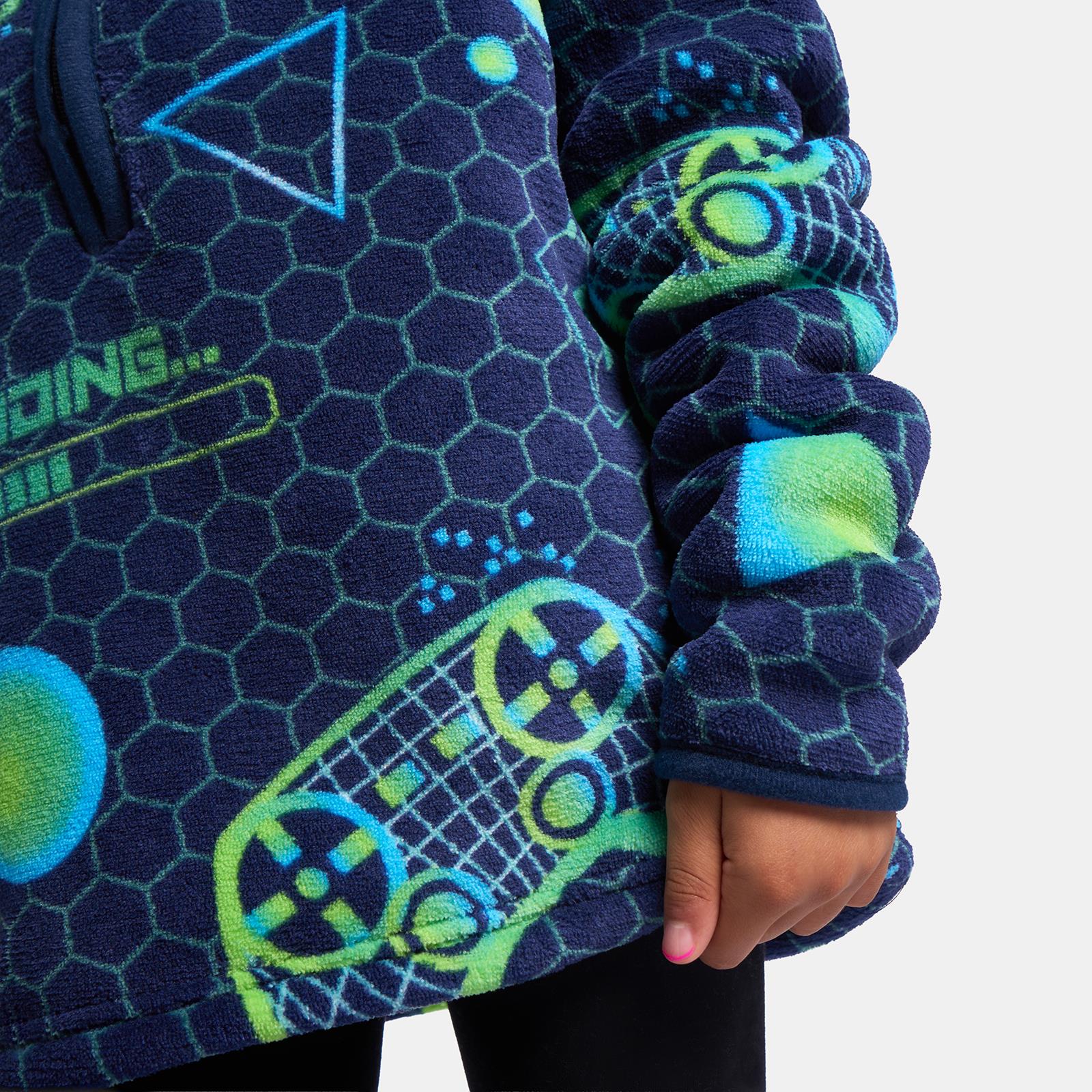 OHS Half Zip Hoodie Kids Print Oversized Sherpa Jumper Pullover Sweatshirt