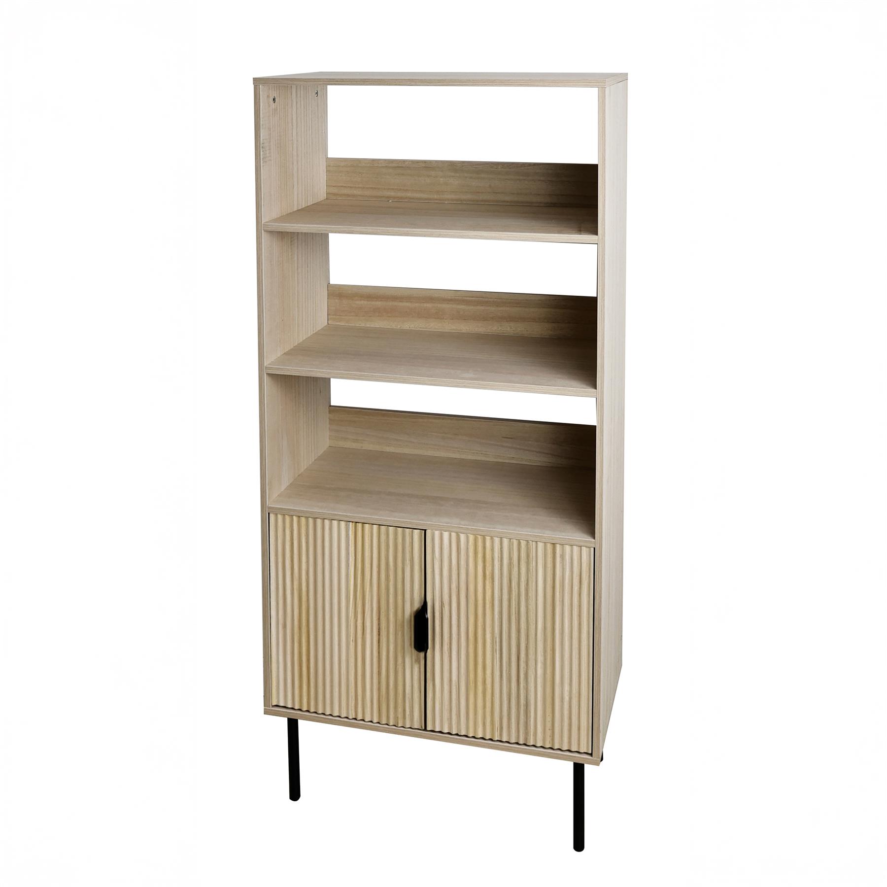 OHS Ribbed Display Cabinets 4 Tier Engineered Wood Shelf Storage Unit