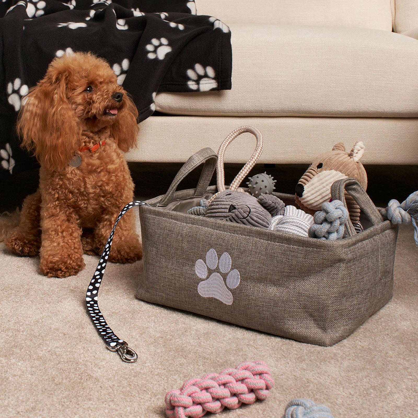 Pet Storage Basket Dog Toy Box Bin Handles Collapsible New Puppy Essentials Gift