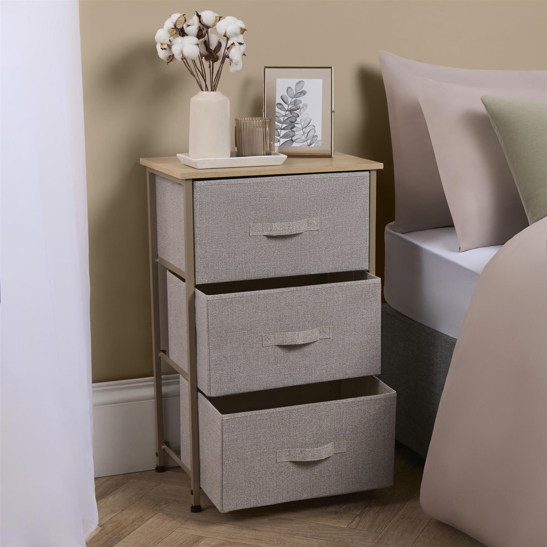 Fabric Cabinet Bedside 2/3/4 Drawers Storage Unit Clothes Shoes Home Organiser - Picture 37 of 94