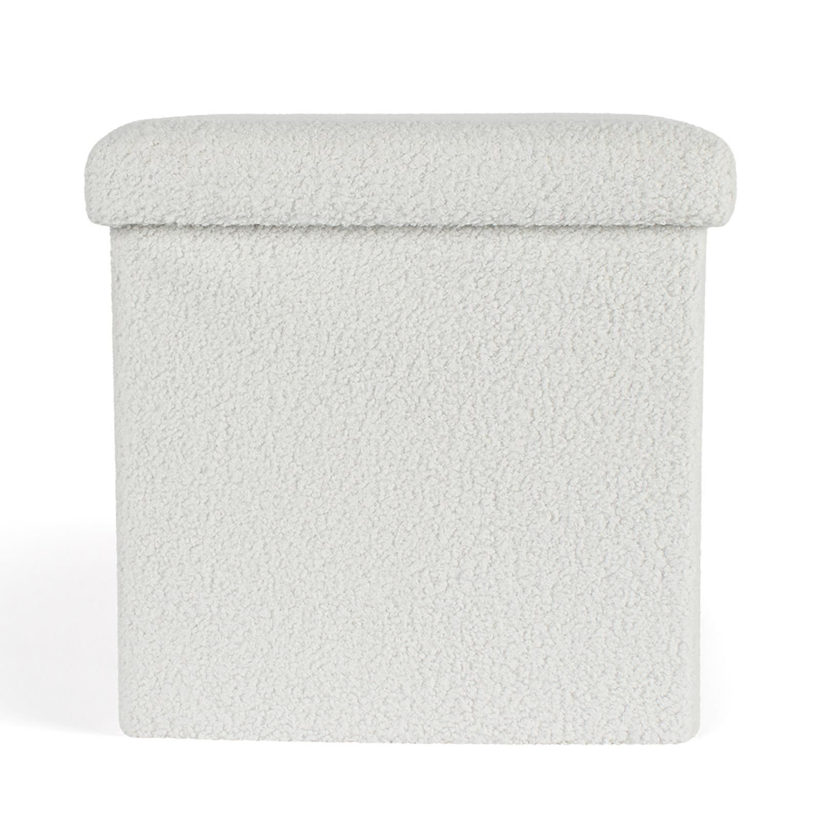 Ottoman Storage Box Folding Footstool Space Saving Boucle Teddy Fleece Seat Tub - Picture 17 of 34
