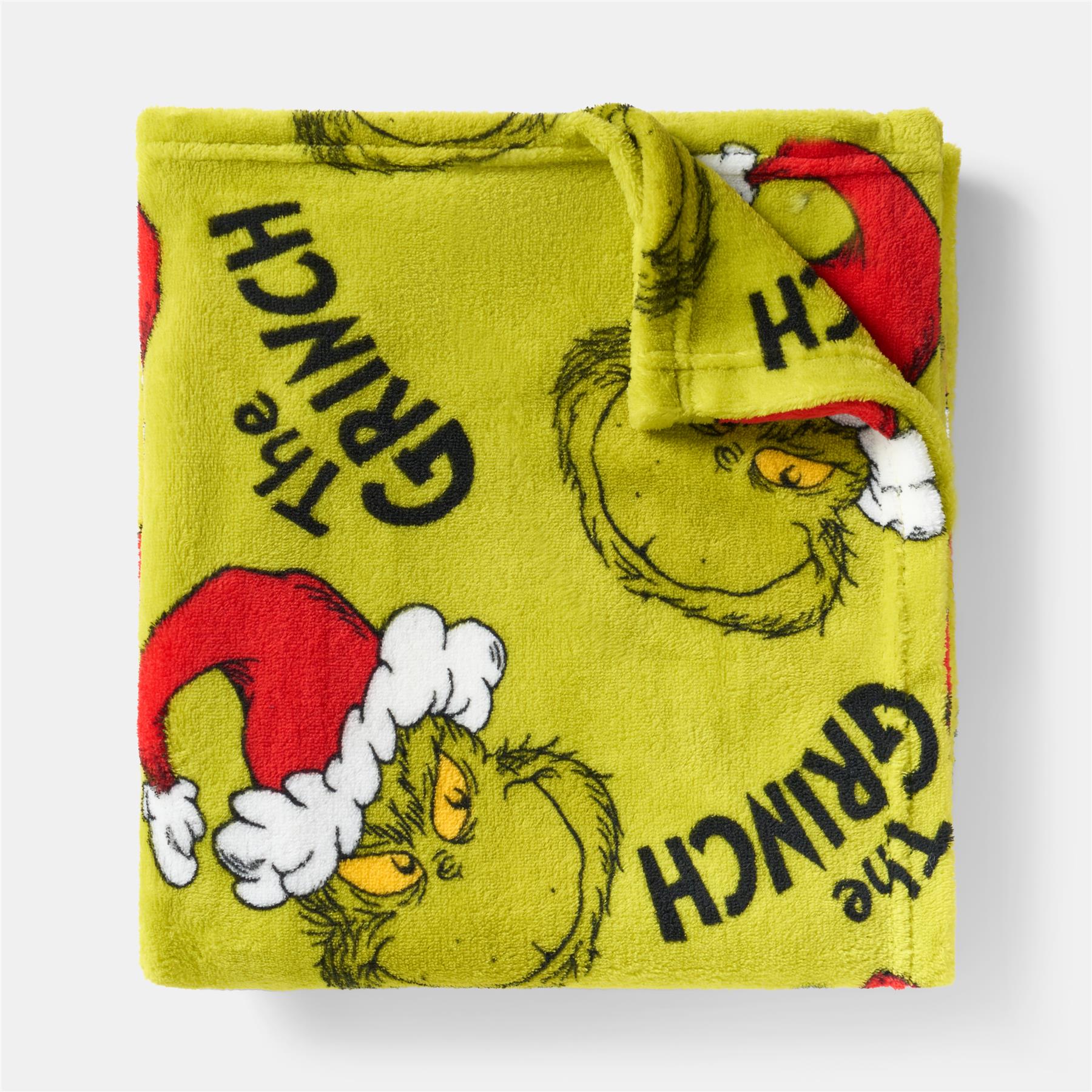 OHS x Grinch Throw Xmas Soft Fleece Novelty Hooded Blanket Thermal Bedspread