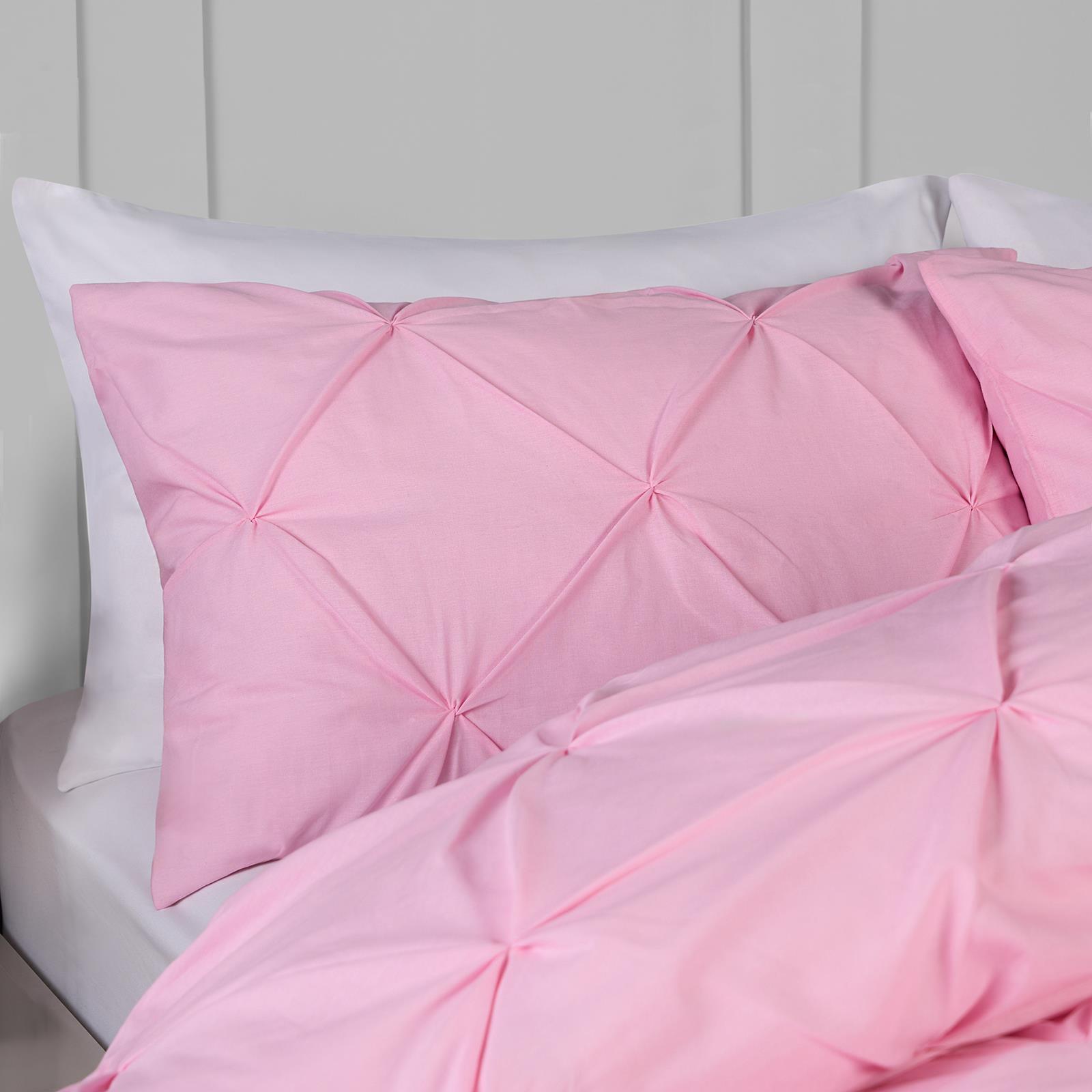 Pintuck Duvet Cover Pillowcase Pleated Polycotton Bedding Set Single Double King