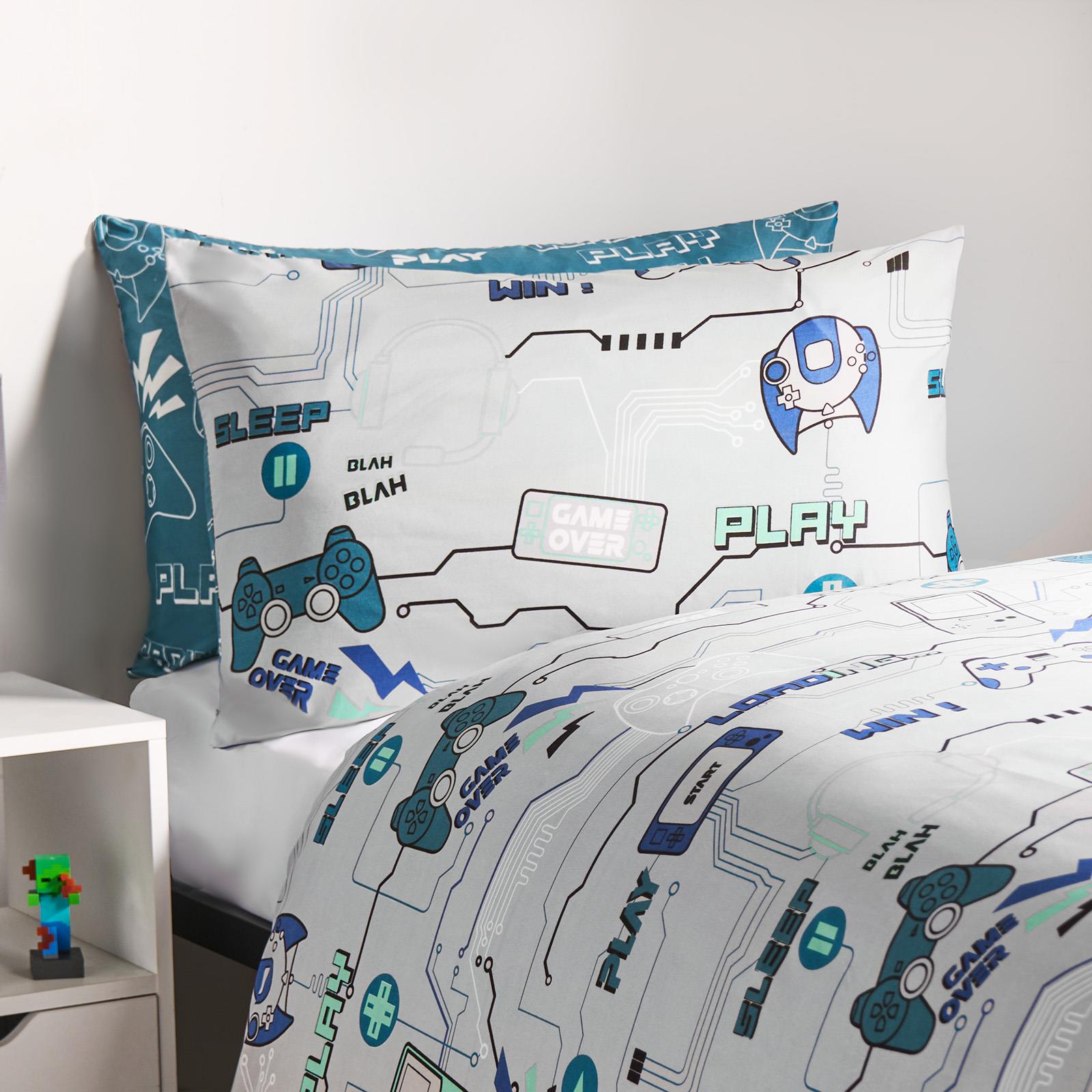 Gaming Duvet Cover Set Reversible Soft Quilt with Pillowcase Kids Bedding Single