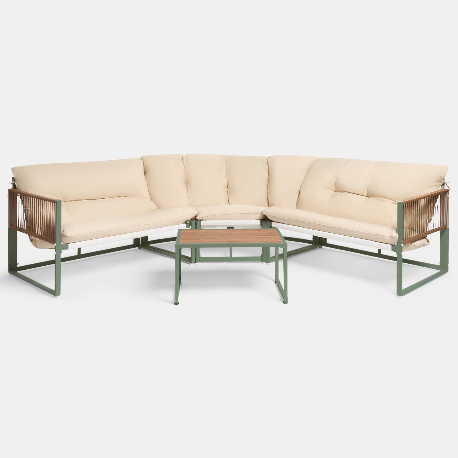 OHS Santorini Corner Sofa Table Set 5 Seater Garden Outdoor Patio Couch