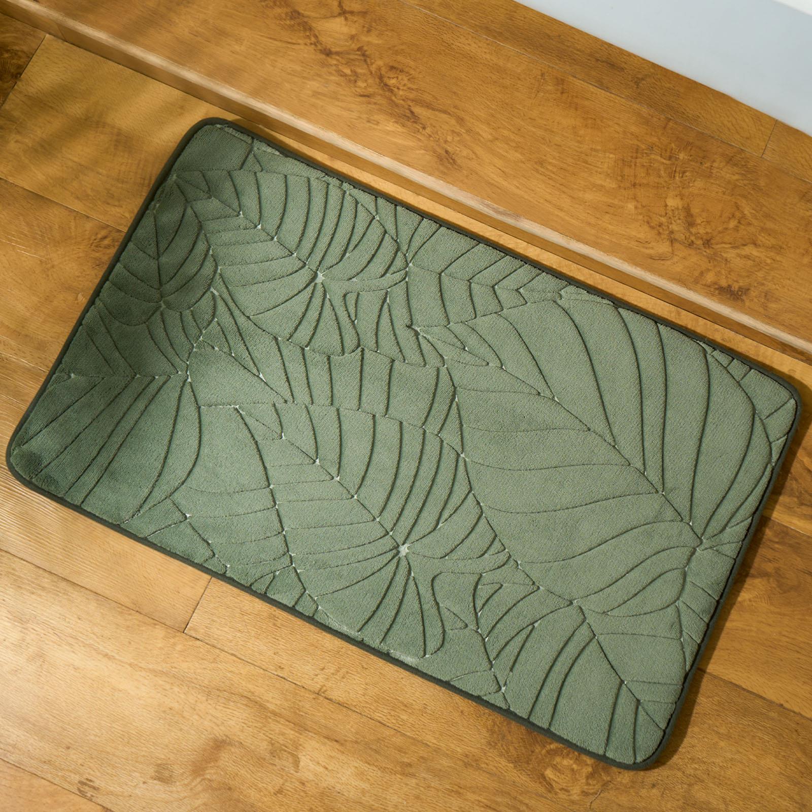 Leaf Bath Mat Bathroom Shower Non-Slip Toilet Memory Foam Thick Absorbent Rug