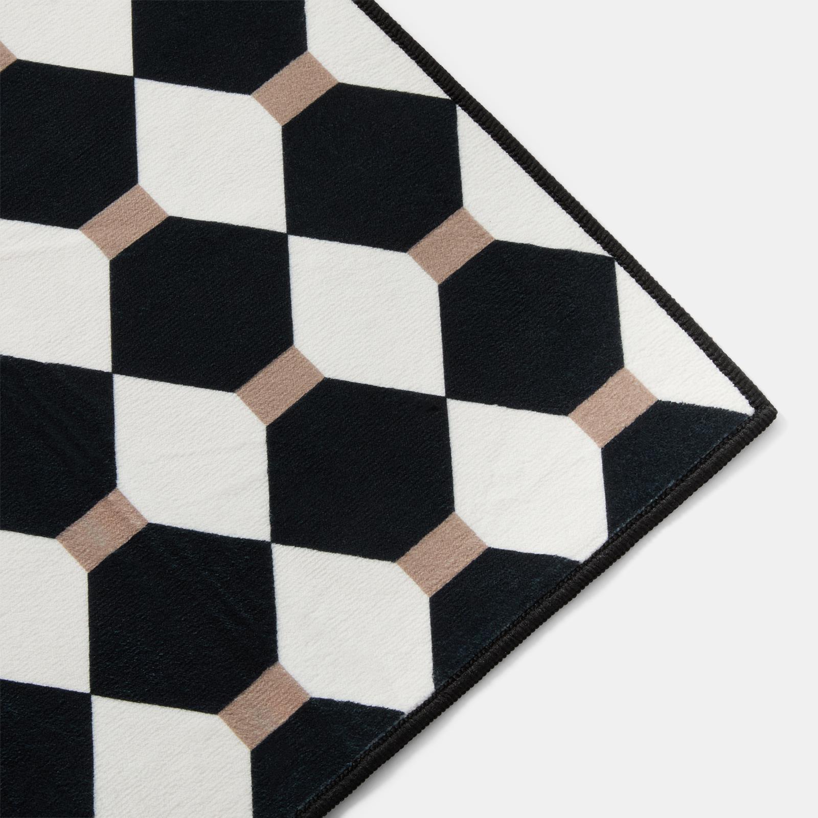 OHS Washable Rug Geometric Print Ultra Soft Living Room Area Mat Accent Rugs