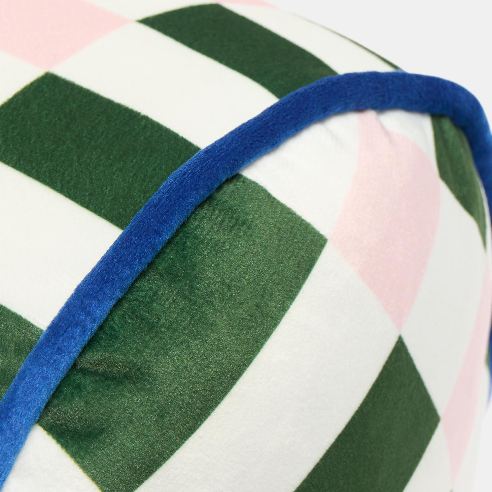 OHS Checkerboard Print Bolster Pillow Piped Matte Velvet Back Support Cushion