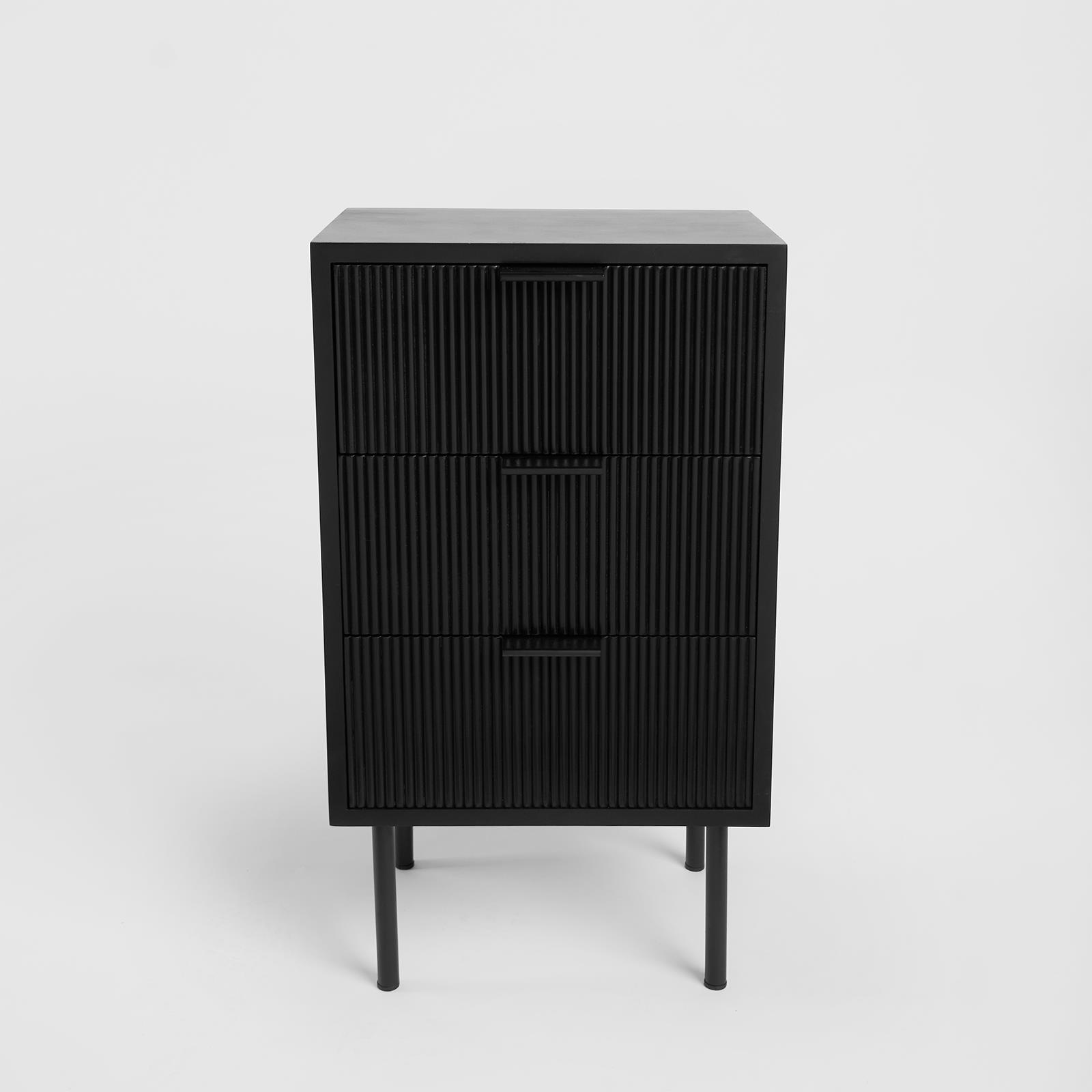 Ribbed Bedside Table Modern Bedroom 3/4 Draw Office Nightstand Living Room Unit - Picture 6 of 71