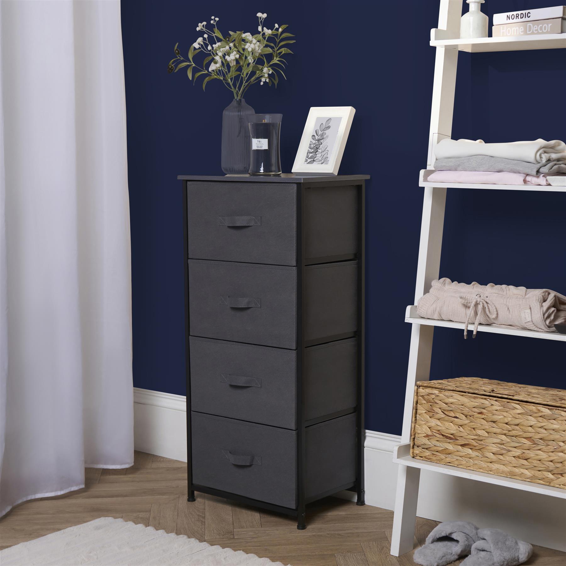 Fabric Cabinet Bedside 2/3/4 Drawers Storage Unit Clothes Shoes Home Organiser - Picture 86 of 94