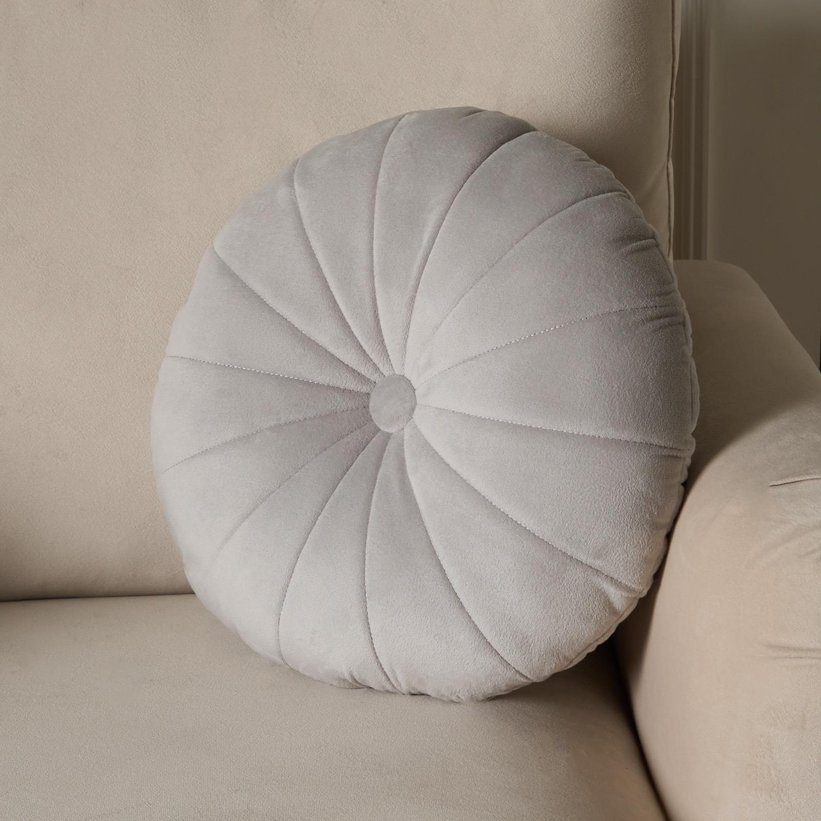 OHS Velvet Filled Cushion Round Bedroom Decor Scatter Chair Sofa Button Pillow