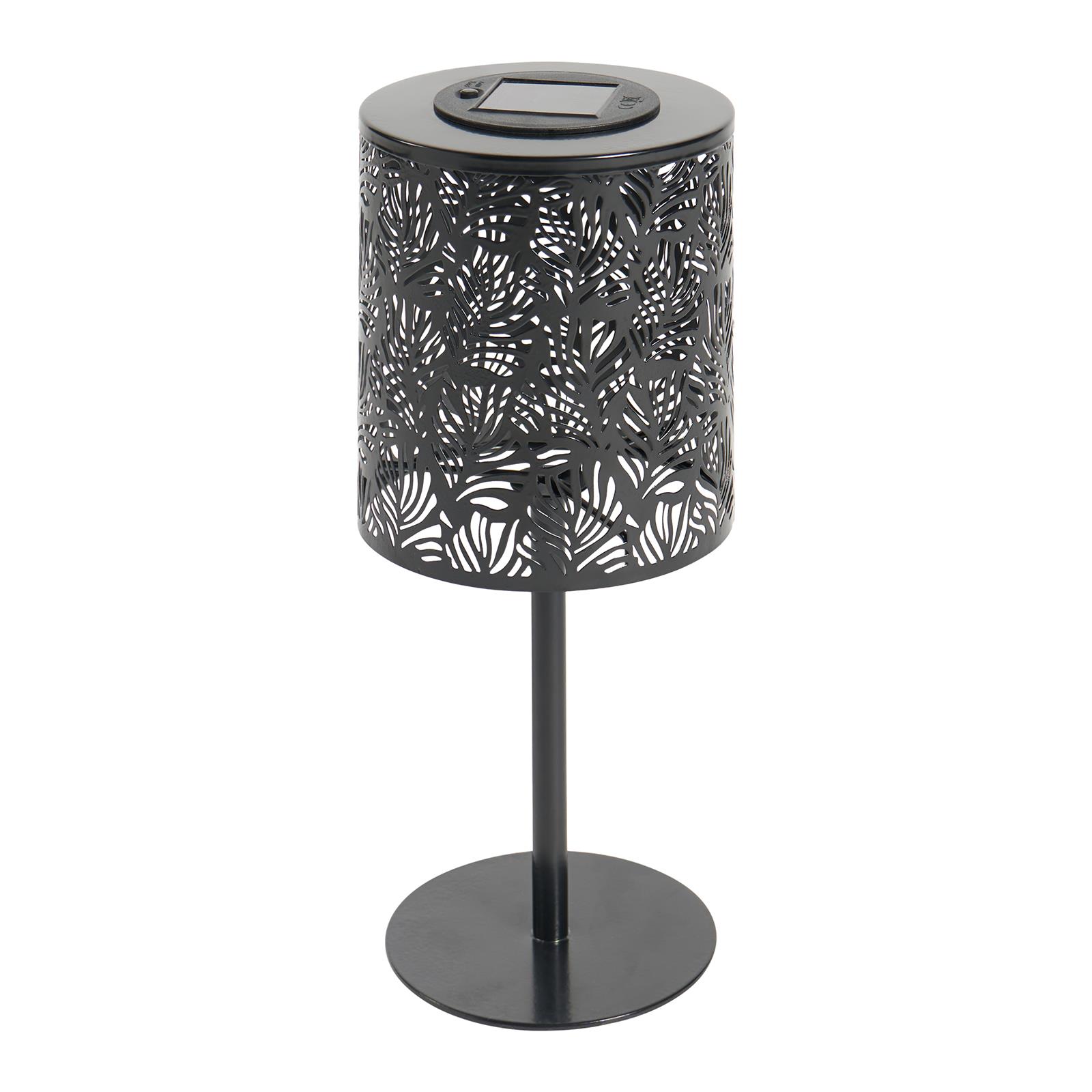 OHS Solar Table Lamp Carved Metal Cordless Outdoor Garden Light Dusk Sensor