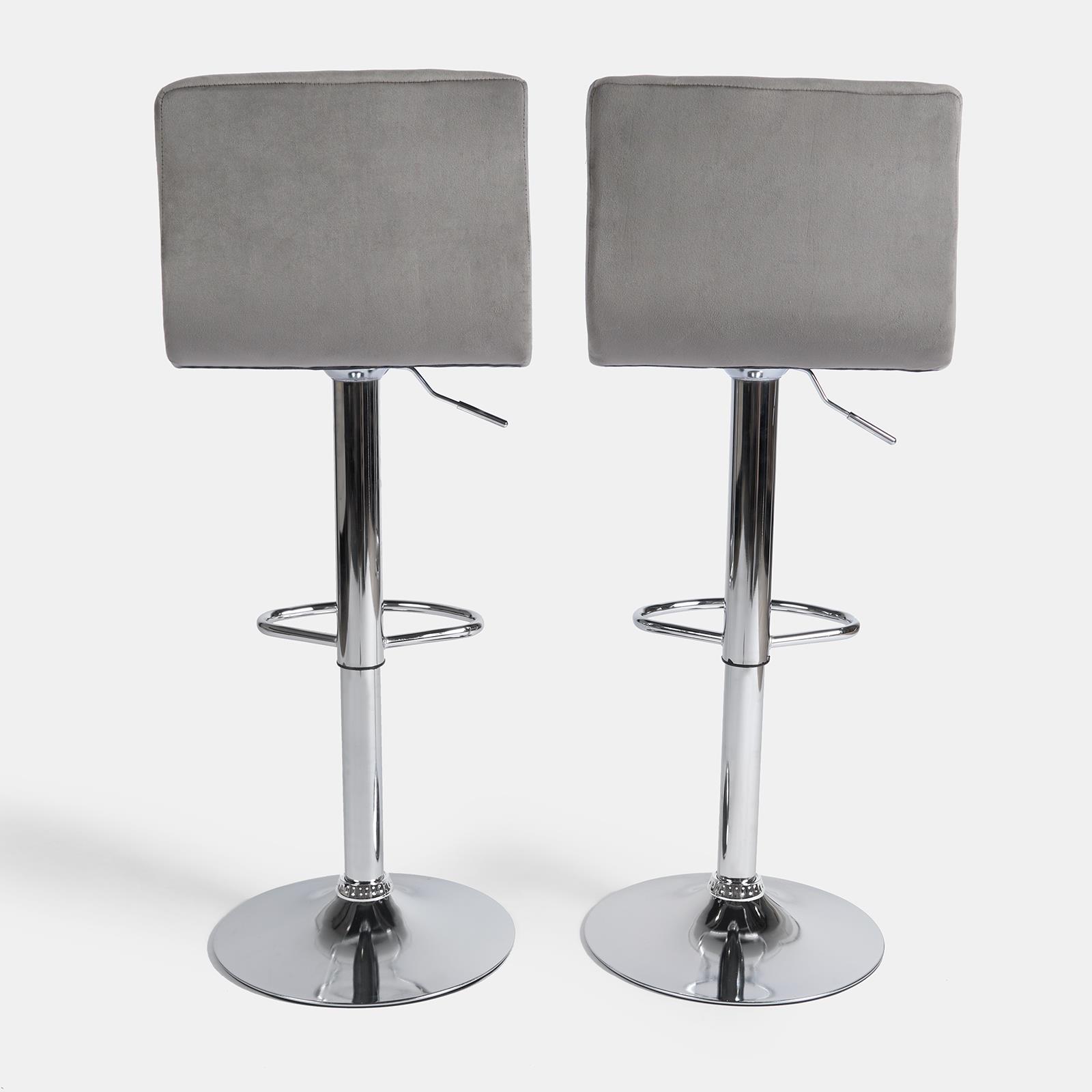 Adjustable Bar Stools x 2 Velvet Swivel Pub Seat Kitchen Breakfast Counter Chair - Picture 31 of 47