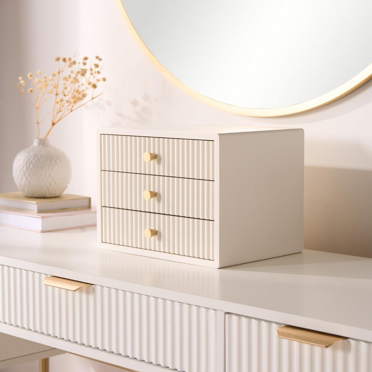 OHS Ribbed Desktop Drawers Organiser Freestanding Tabletop Cabinet Storage Unit