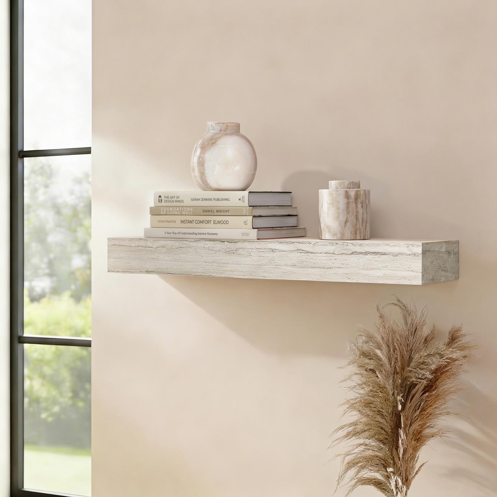 OHS Shelf Travertine Marble Effect Wall Mounted Storage Space Saving Modern