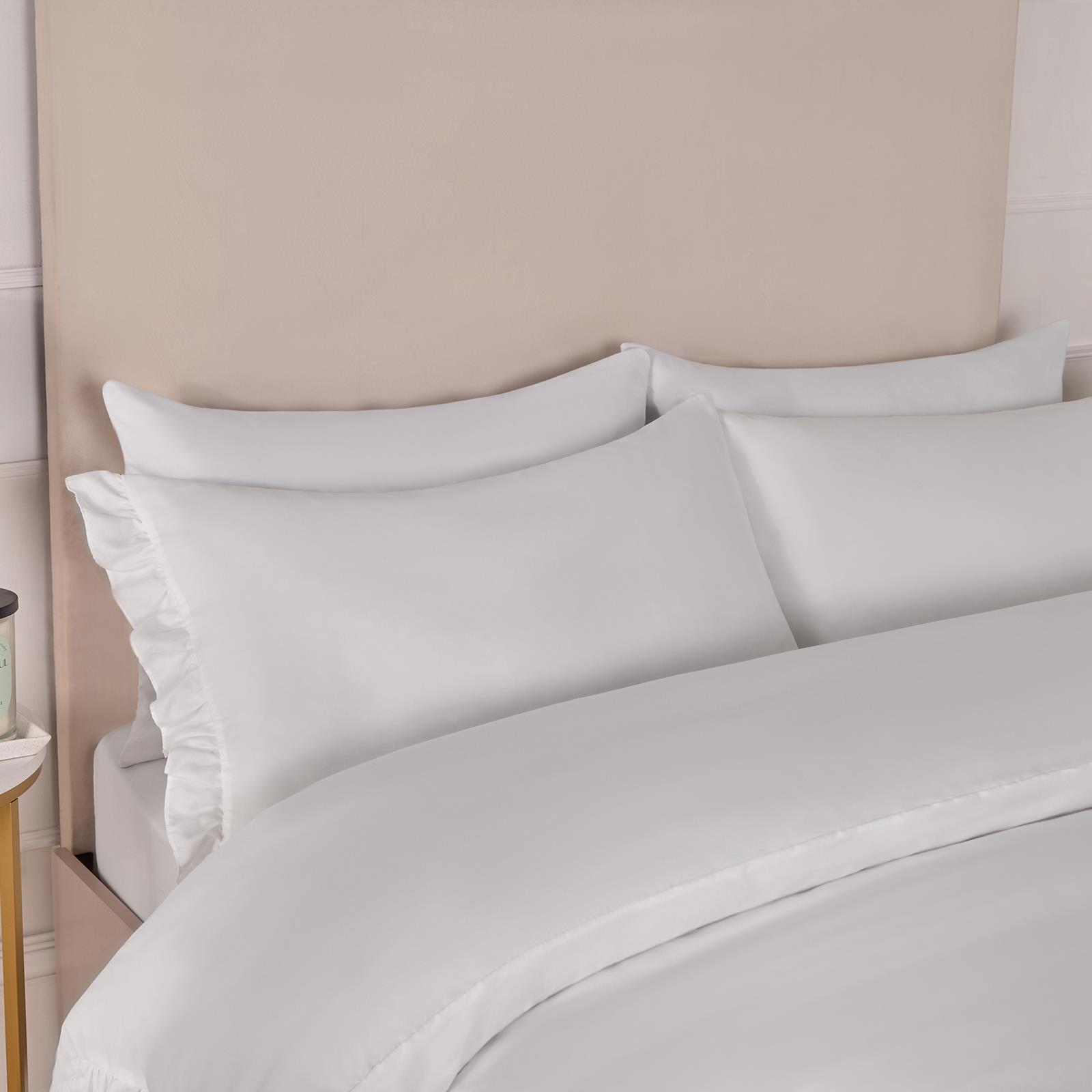 OHS Frill Edge Bedding Set Microfibre Decor Duvet Cover with Pillowcase