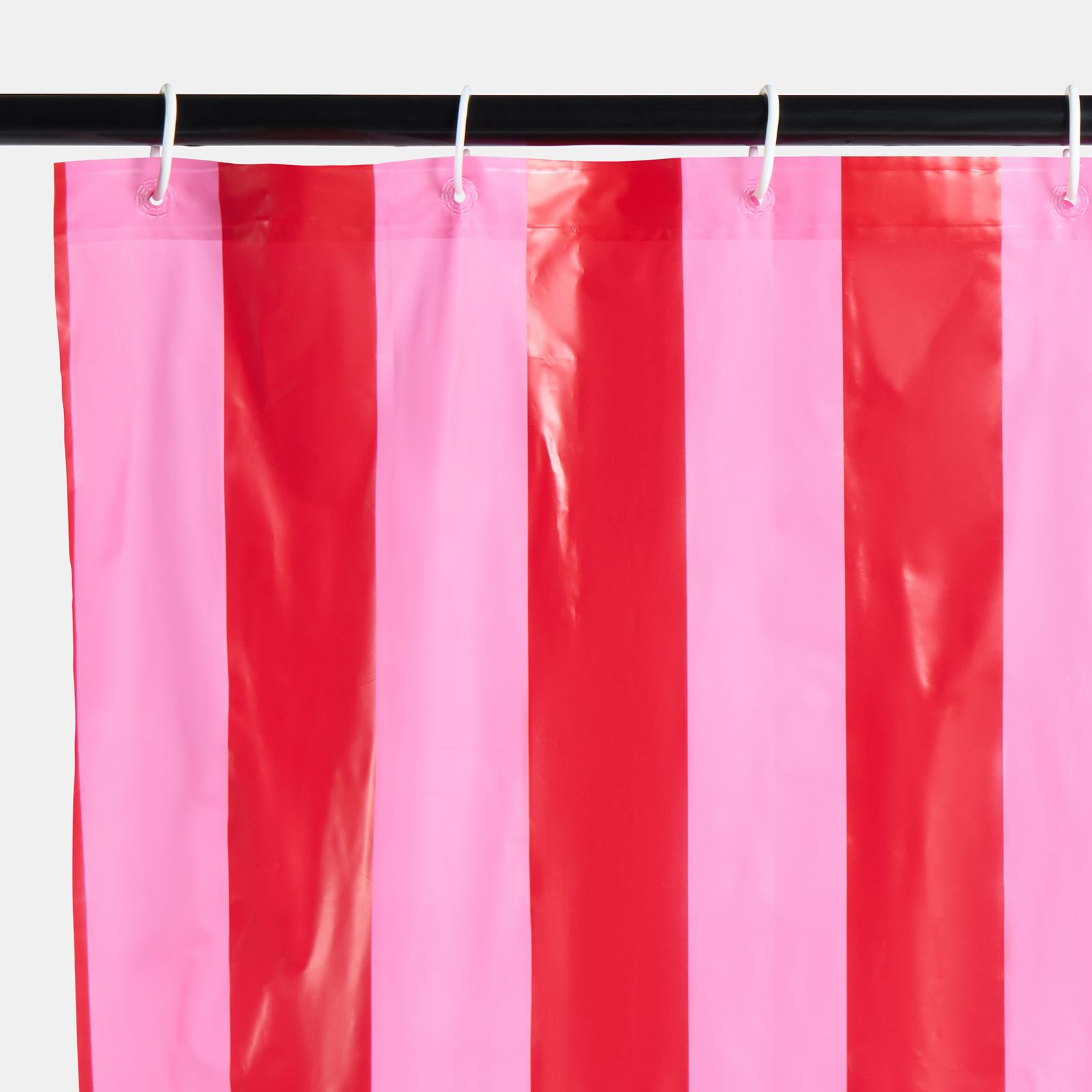OHS Striped Shower Curtain with 12 Hooks Mould Proof Bathtub Curtains