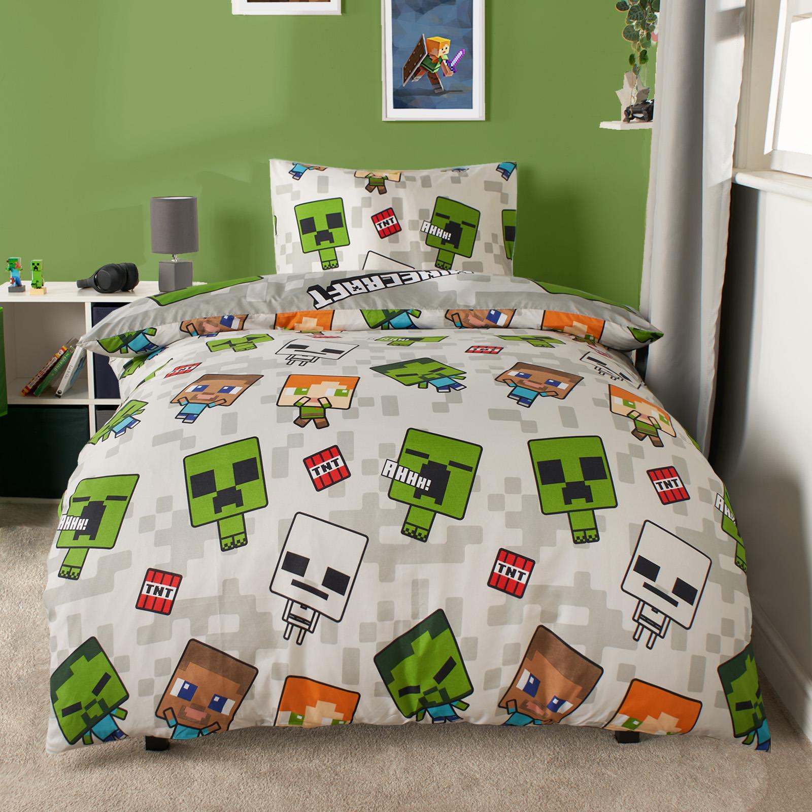 OHS x Minecraft Duvet Cover Set Reversible Bedding with Pillowcase Kids Xmas