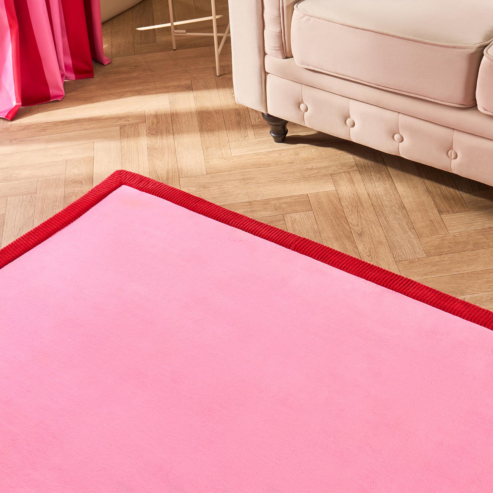 OHS Contrast Border Rug Non Slip Tufted Hallway Runner Floor Carpet
