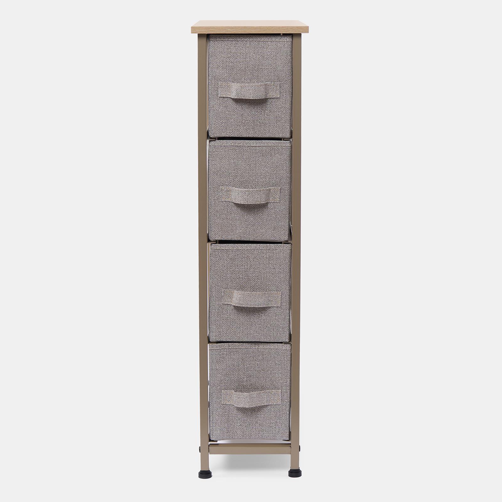 Narrow 4 Drawer Storage Cabinet Bedside Table Unit Clothes Home Fabric Organiser