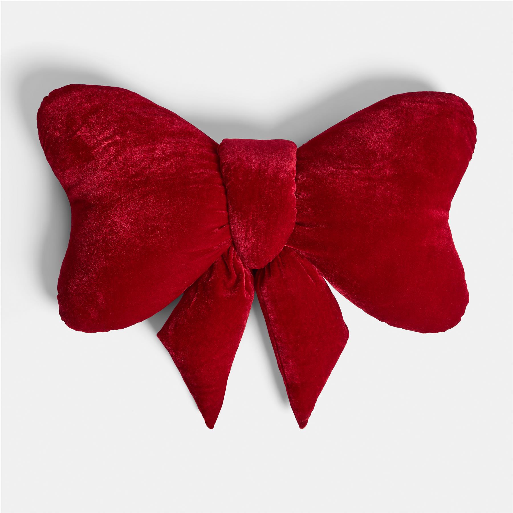 OHS Bow Shaped Cushion Velvet Decorative Filled Scatter Pillow Gift