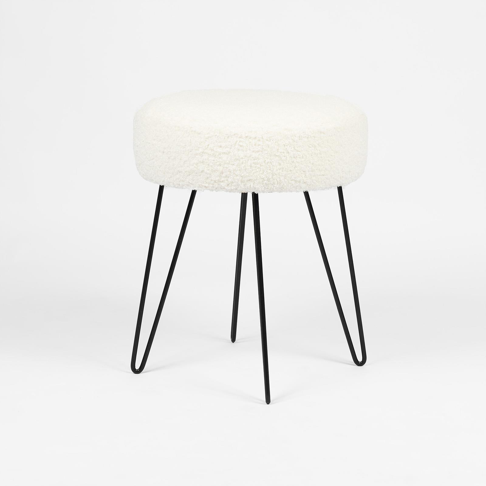 Stool Boucle Fleece Chair Dressing Table Vanity Seat Pouffe Home Spa Foot Rest