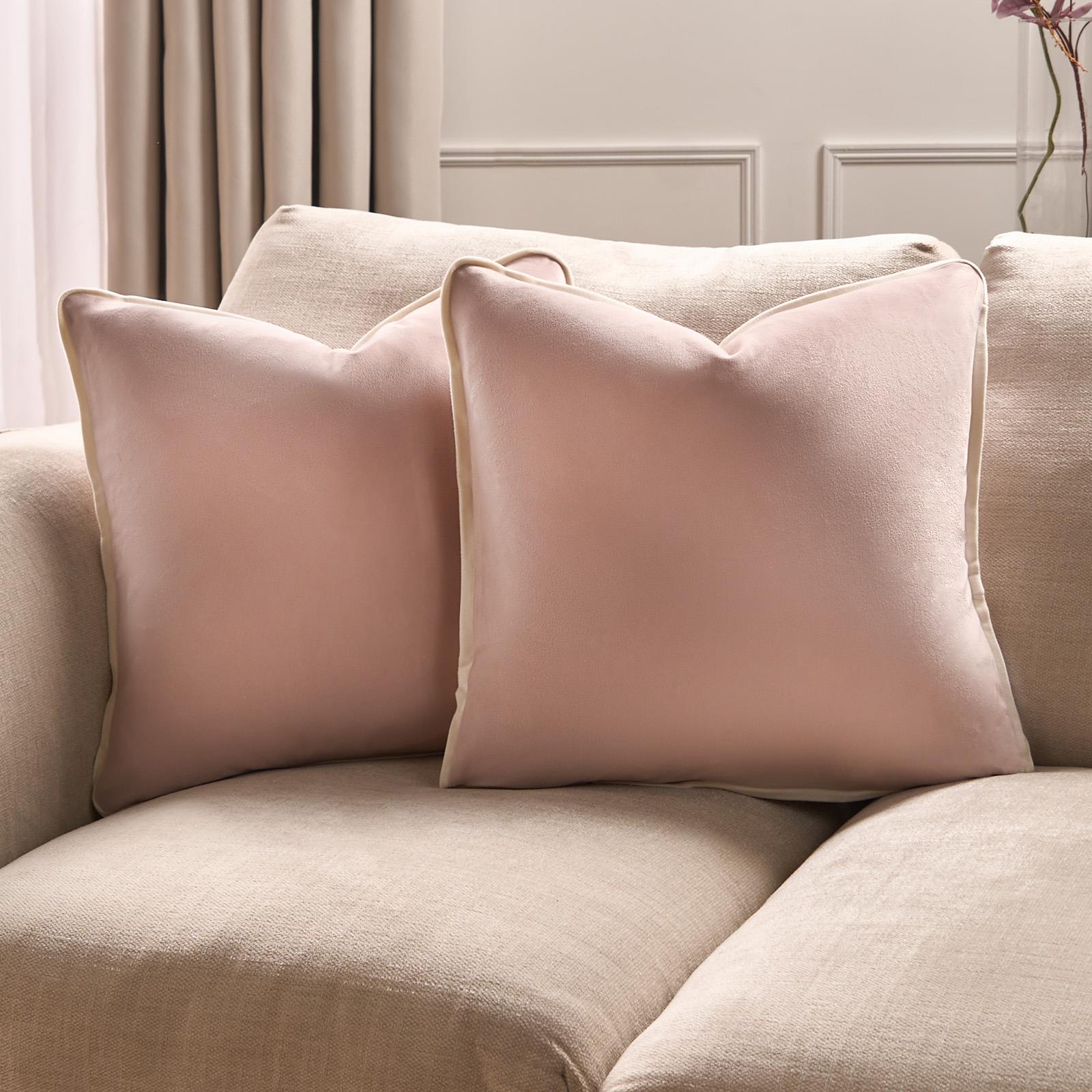 OHS Piped Edge Cushion Covers Matte Velvet Soft Luxury 2/4 Square Pillowcases