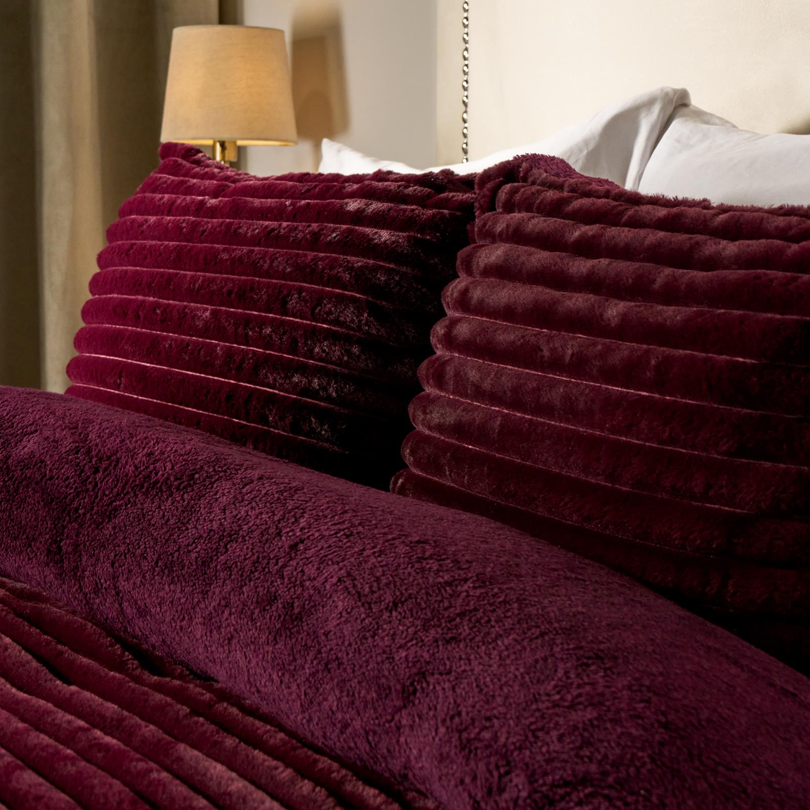 OHS Ribbed Fleece Bedding Set Soft Faux Fur Thermal Duvet Cover with Pillowcase 