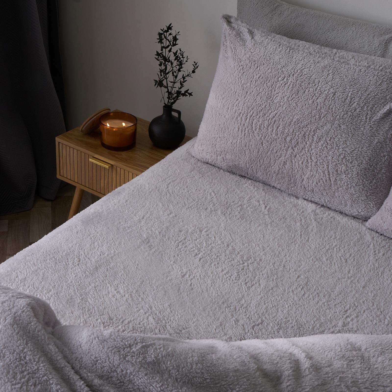 OHS Teddy Fleece Fitted Sheet Thermal Warm Single Double King Bedding NEW