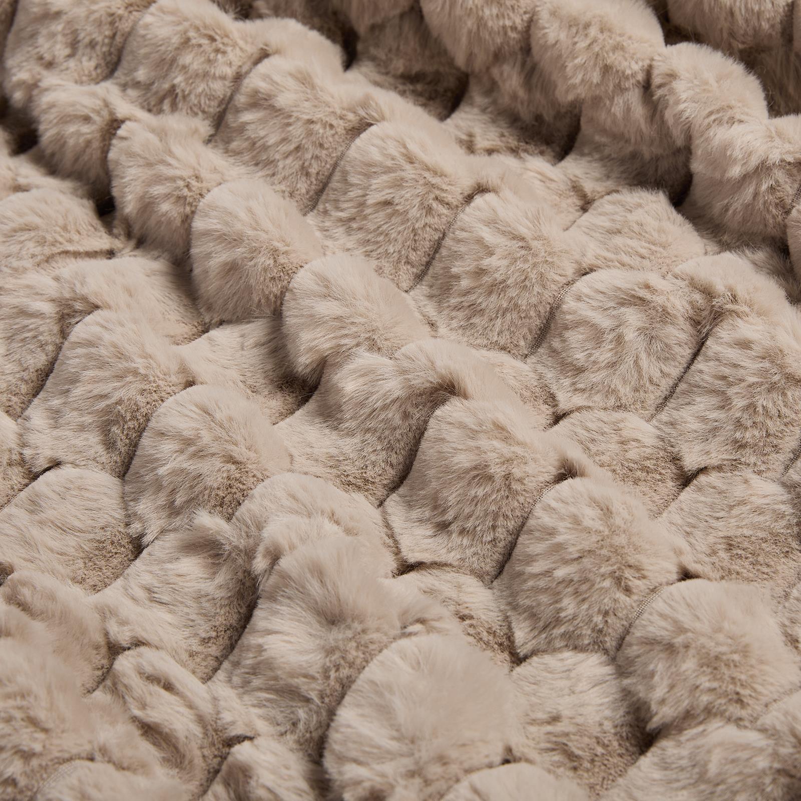 OHS Waffle Throw Bed Blanket Faux Fur Supersoft Warm Fleece Cosy Plush