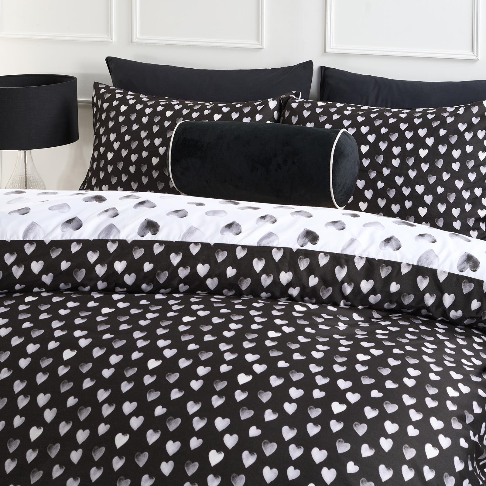 OHS Watercolour Bedding Set Hearts Microfibre Duvet Cover with Pillowcase