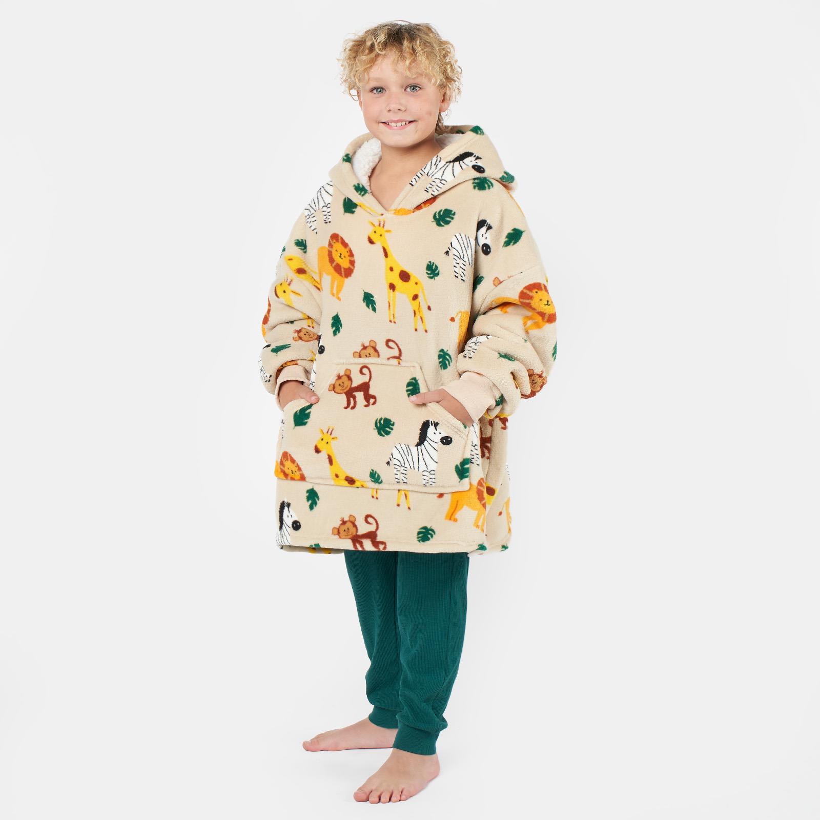 Kids Hoodie Blanket Oversized Sherpa Fleece Jumper Sweatshirt Soft Warm Throw - Picture 70 of 169