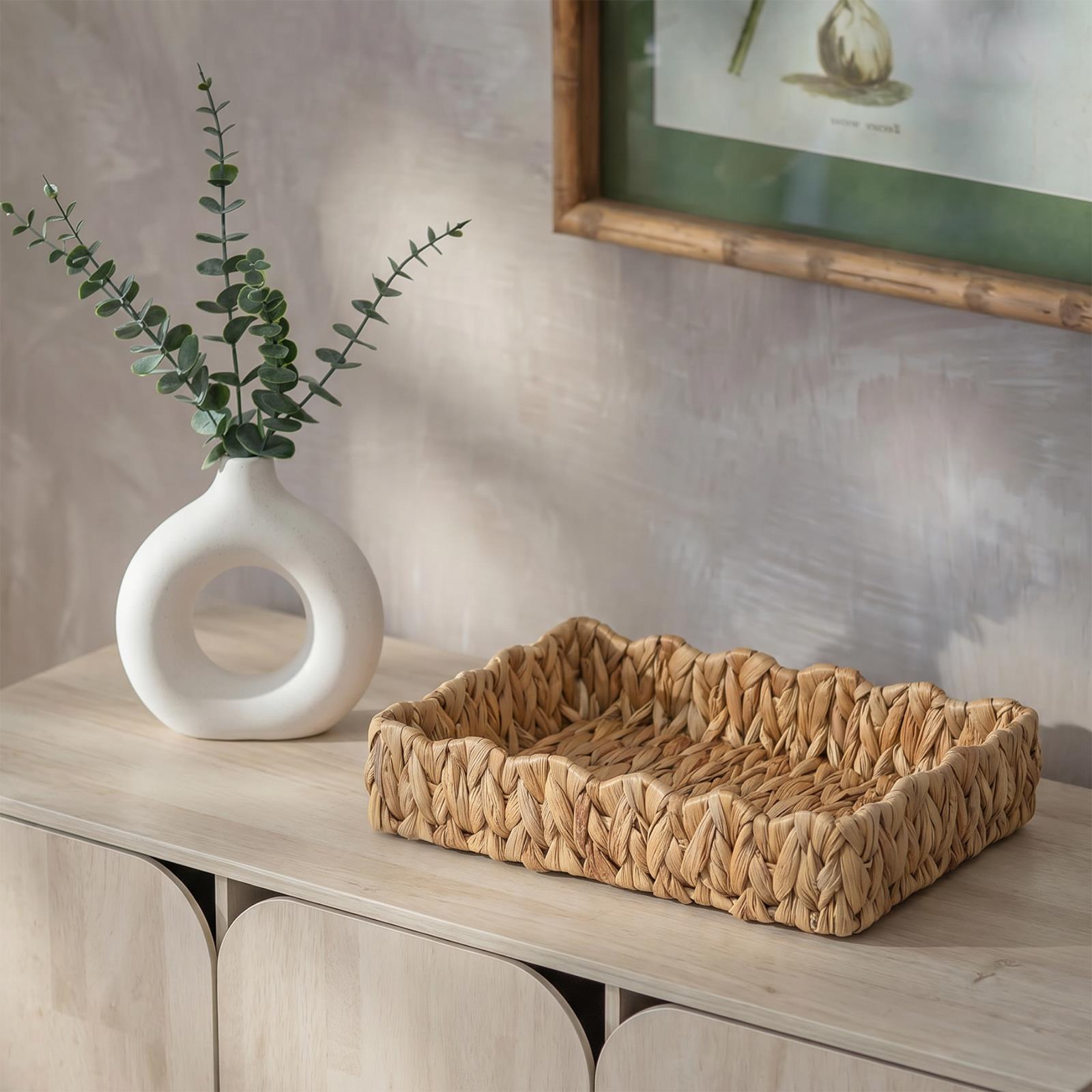 OHS Scallop Seagrass Tray Water Hyacinth Decorative Organiser Storage Basket