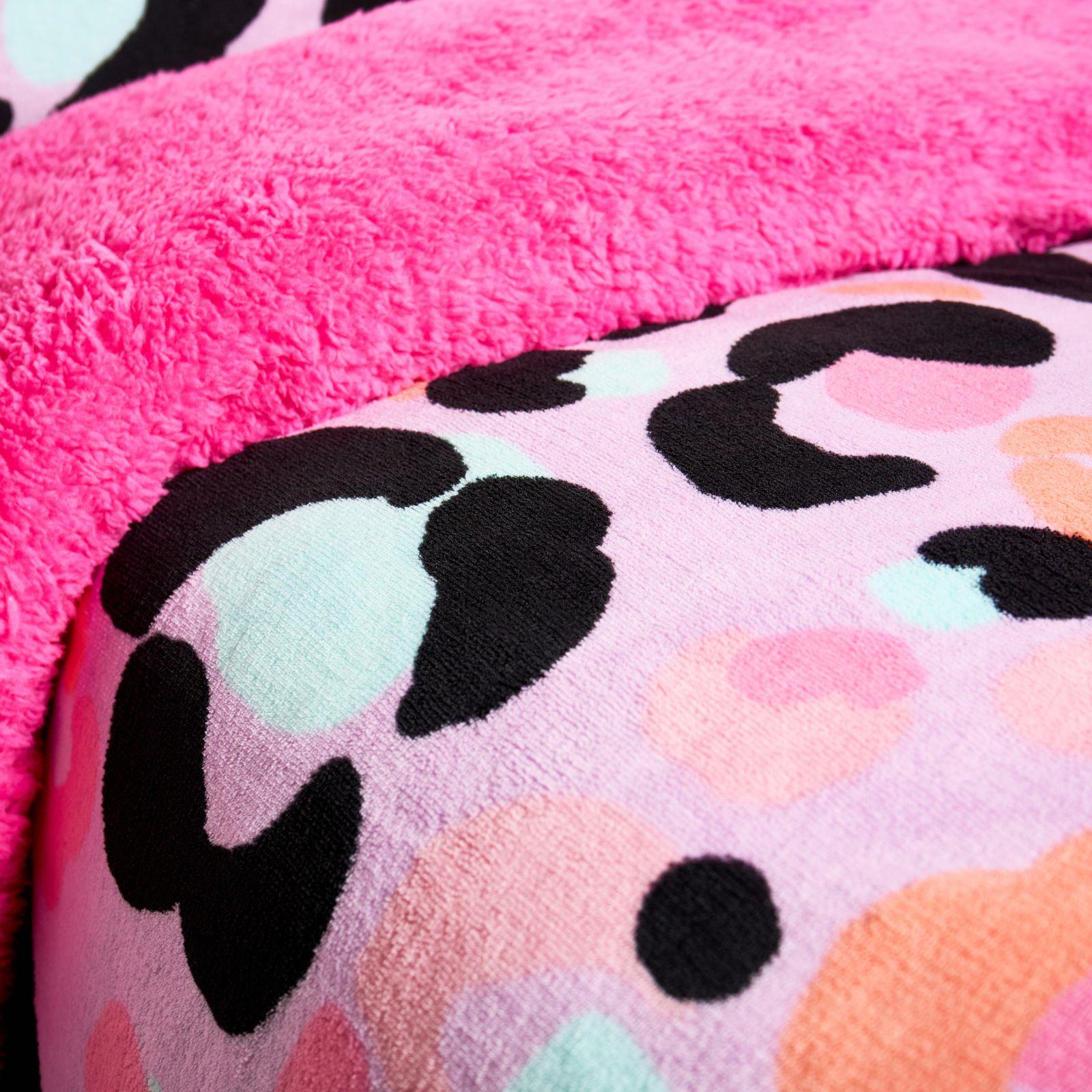 OHS Leopard Bedding Set Sherpa Fleece Reversible Duvet Cover with Pillowcase